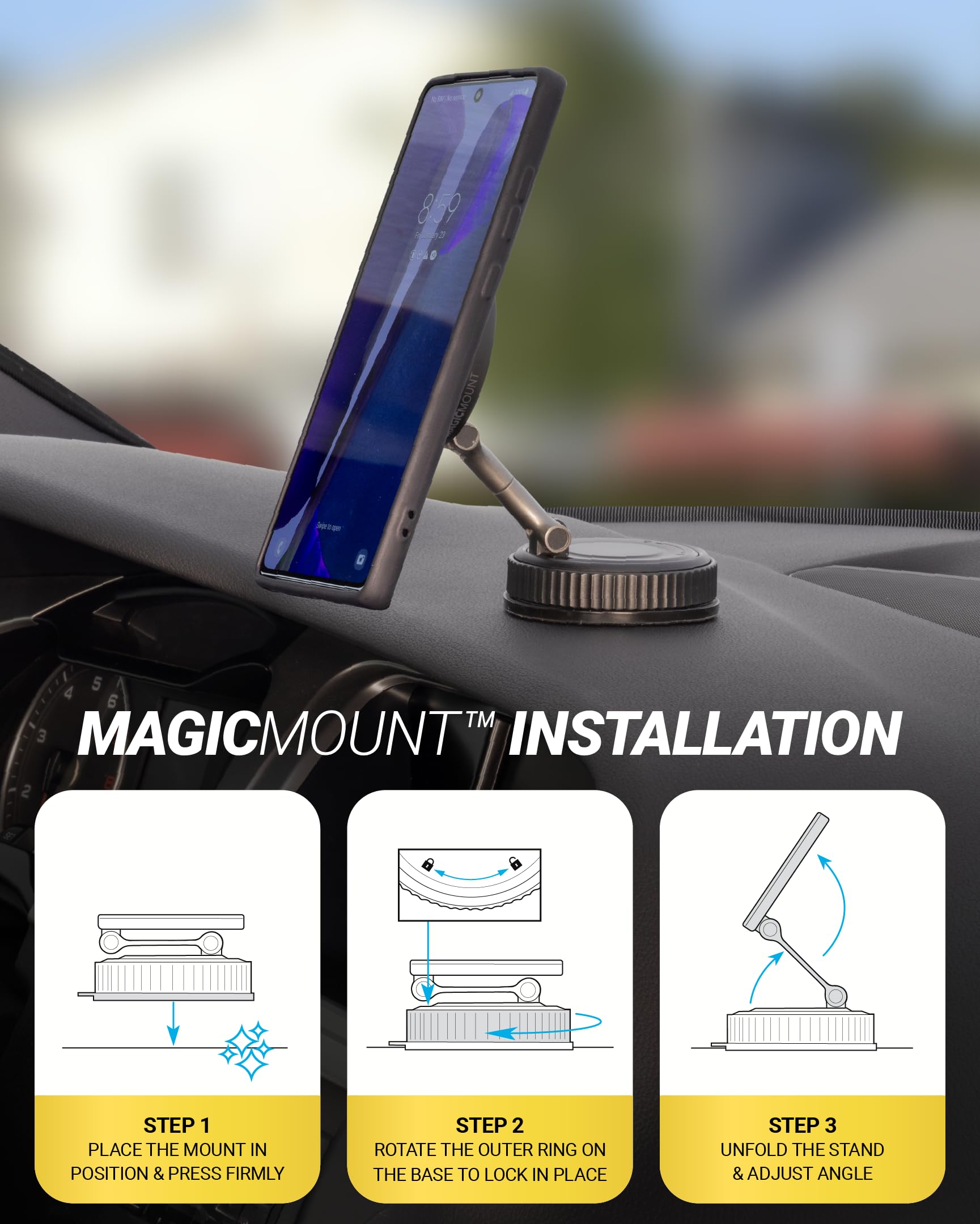 Scosche GoAnywhere MagSafe Car Mount with 360° Rotating Neck & Twist-to-Lock Suction Base, Magnetic Car Phone Holder for Dashboard, Windshield & Floating Car Screen, Compatible with PopSockets, iPhone view 8