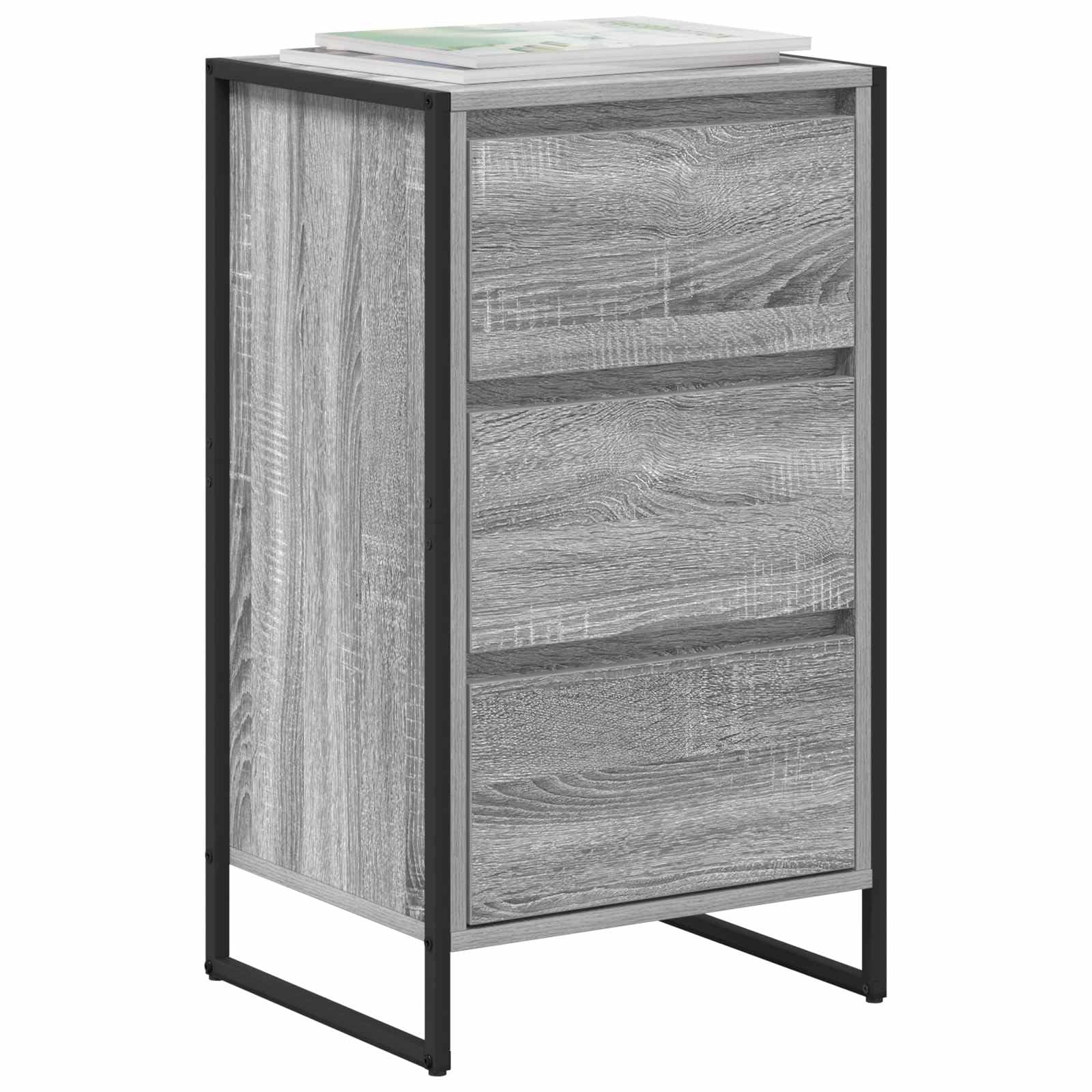 Aparador Sonoma gris, 42 x 36 x 75,5 cm, material de madera, diseño industrial, armario de almacenamiento, robusto, con cajón para salón, cocina