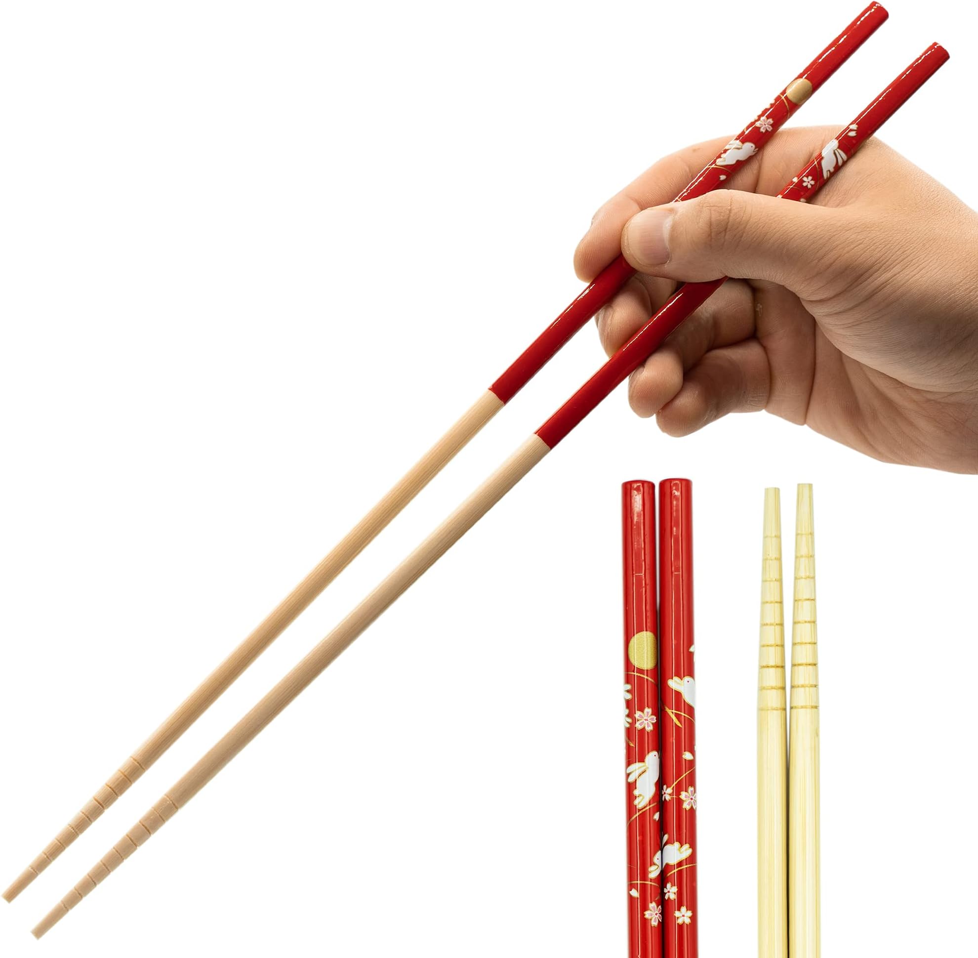Tanaka Hashi Cooking Chopsticks Long Japanese - Made in Japan,Bamboo Wood Saibashi Cooking Chopsticks - 13in - Red,13x0.31