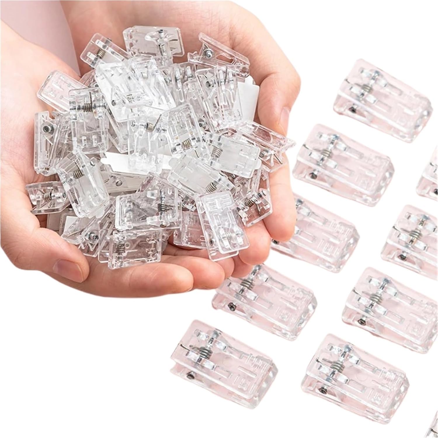 40Pcs Self-Adhesive Wall Clips - Transparent Plastic for Photo/Poster DIY(No Adhesive)