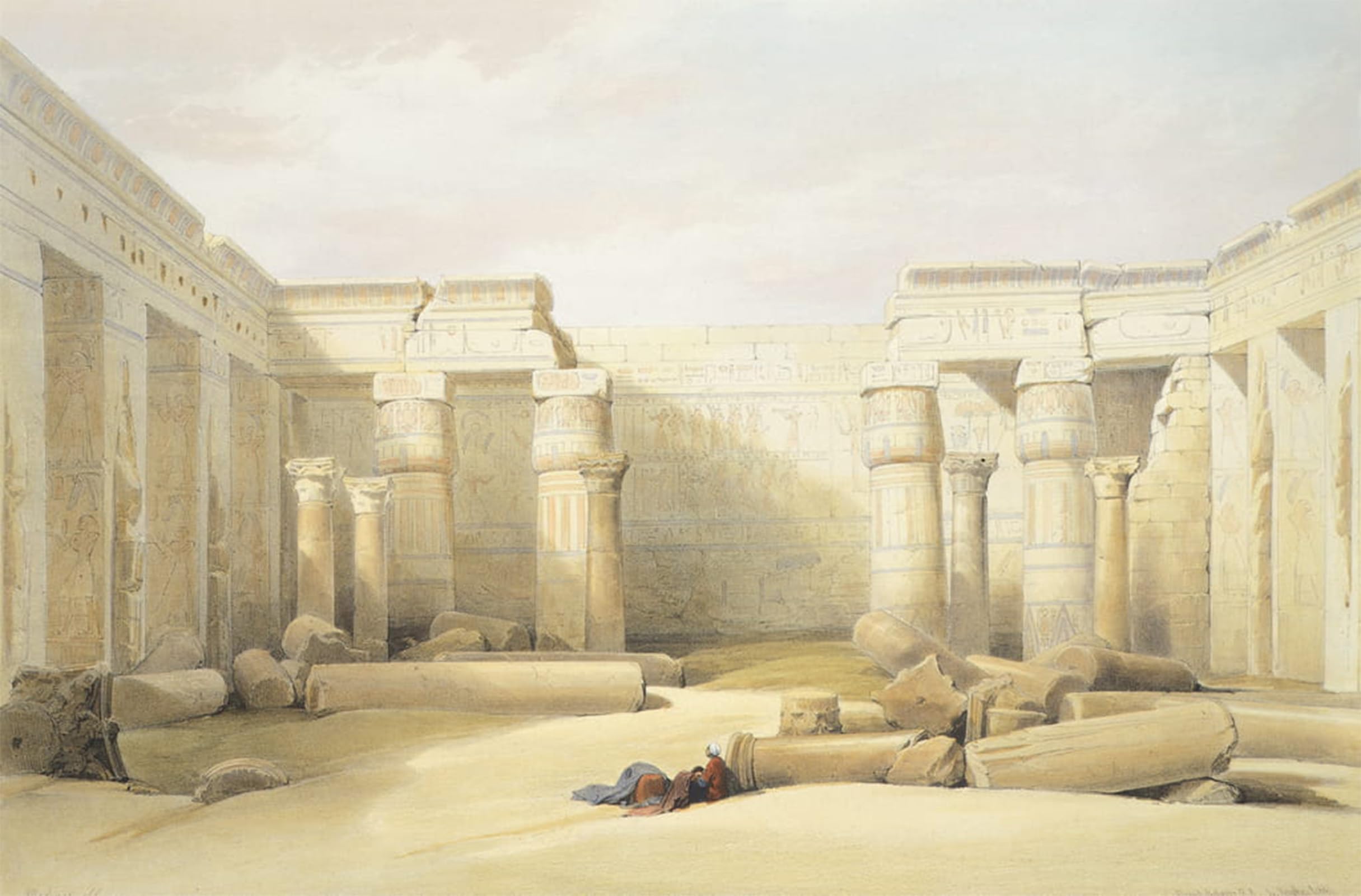 SERENDIPITP Vintage Wall Art Canvas Nordic Poster Canvas Print Picture the Temple of Medinet Abu in Tebe by David Roberts Wall Art Poster for Home Decor 60x90cm