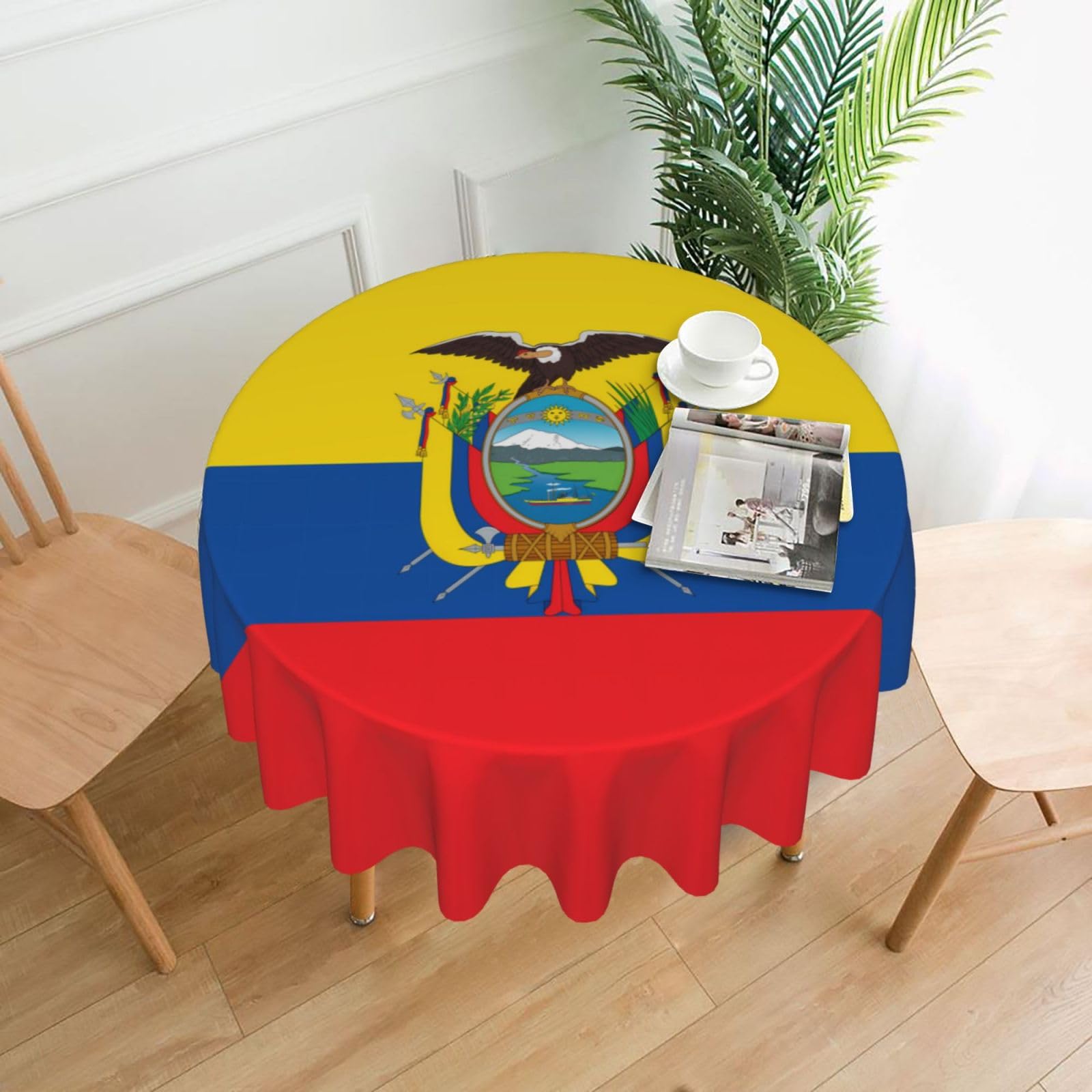 ZHAOUR Flag Of Ecuador Print Round Washable Tablecloth – Table Cover