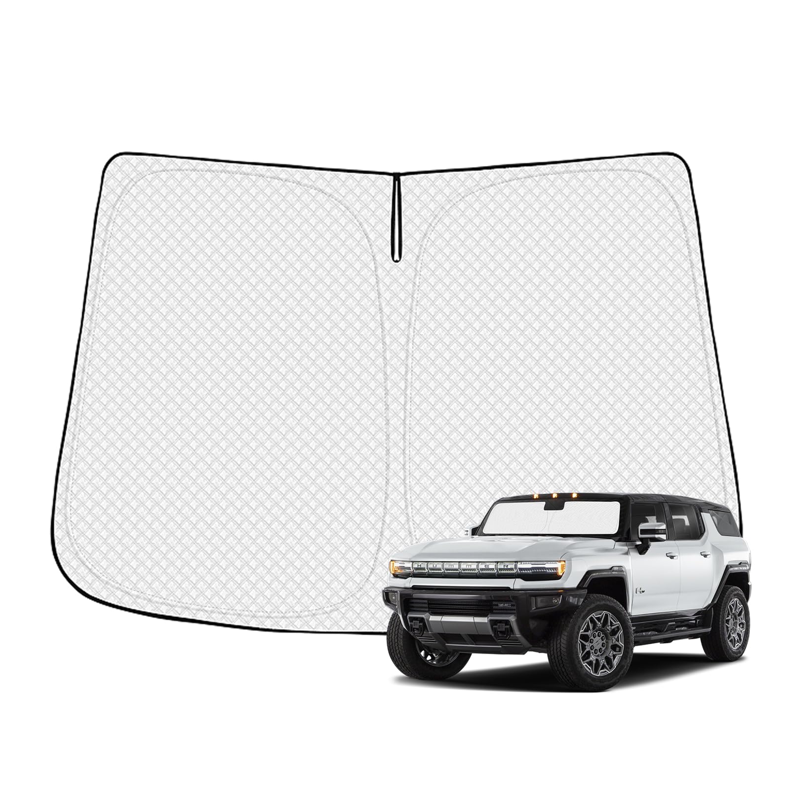 Canvcle Windshield Sun Shade for 2022-2025 2026 GMC Hummer EV Accessories Thicken 6-Layer Front Window Sunshade Cover Sun Visor Protector Foldable Block UV Rays Keep Vehicle Cool