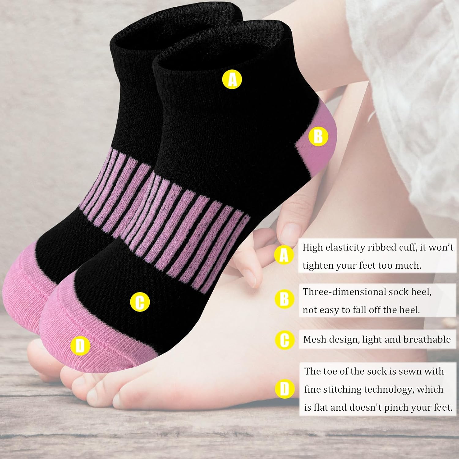 Bemeol Girls Socks 12 Pairs Ankle Socks Girls Athletic Running Low Cut Casual Sock for Kids - Image 3