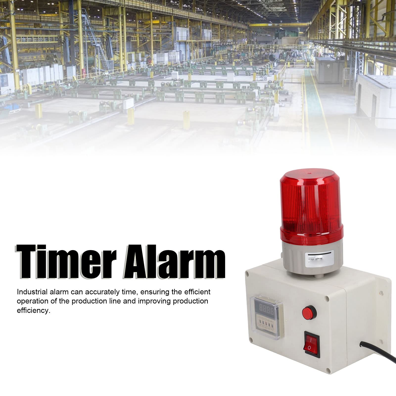 Sirena di Allarme Volume di Allarme Industriale Regolabile Buona Tenuta Timer Allarme per la Produzione di Alimenti Spina Europea 220V