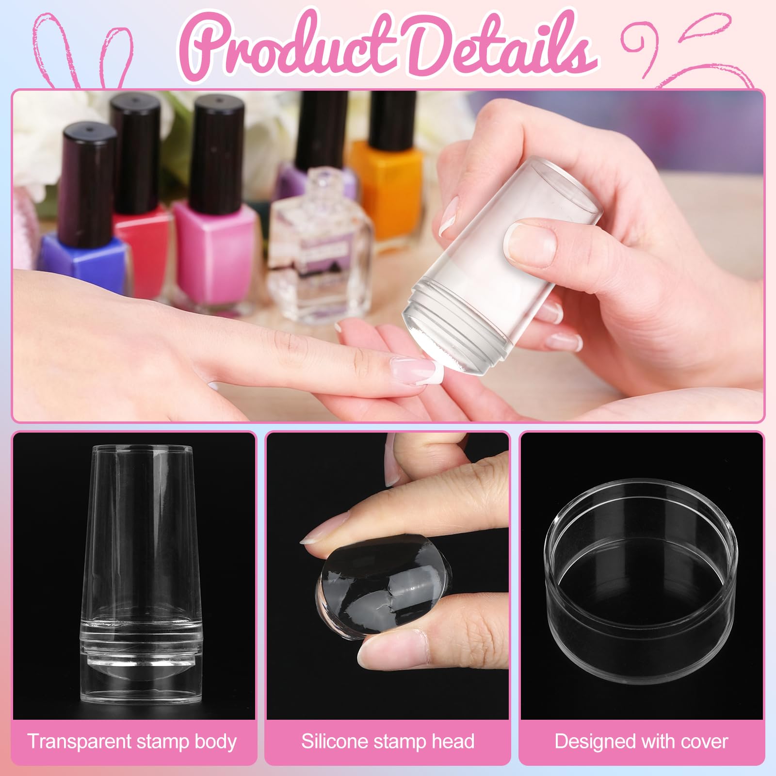 18 Pezzi Nail Art Stamper, Timbri per Unghie con 5 Penne per Dotting 3 Pennelli per Unghie 3 Adesivi Guida, Nail Art, French Unghie per Manicure Fai Da Te