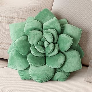 3D Shaped Pillow - 13.8'' Flower Pillow, Plant Cushion for Bedroom, Home Decor - Soft Plush Decorative Throw Pillow, Unique Green Plant-Shaped Design