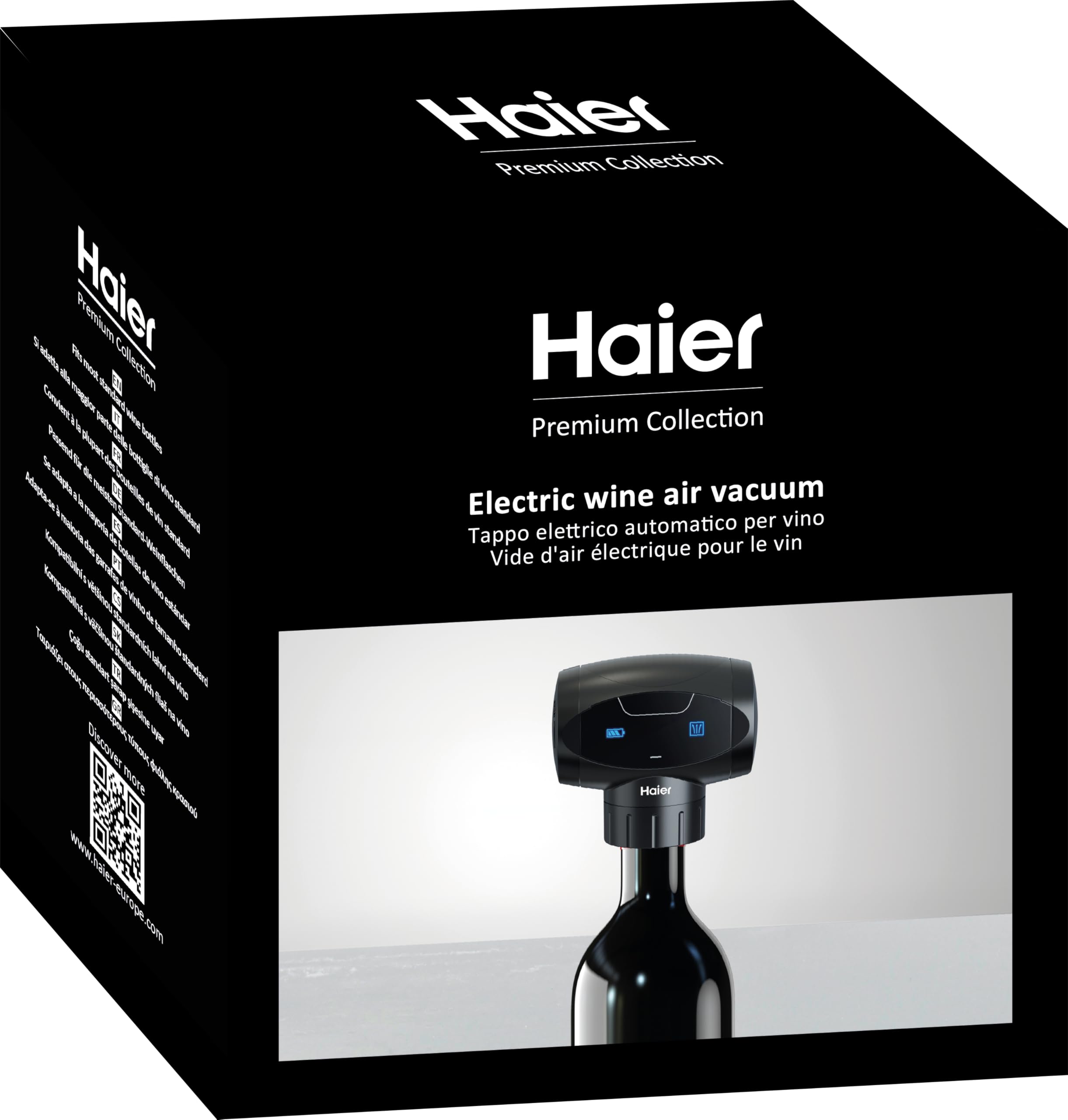 Sellador al vacío de aire para vino eléctrico Haier, conserva sabor y aroma auténticos, prolonga la vida útil de las botellas de vino abiertas hasta 7 días, regalo perfecta para los amantes del vino