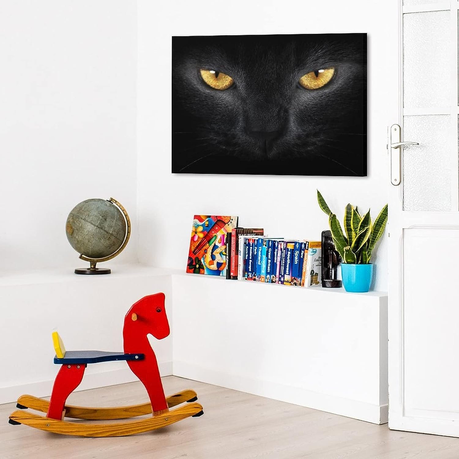 Amazon.co.jp: アートパネル ポスター 絵画 黒猫 猫の目 怖くて モダン