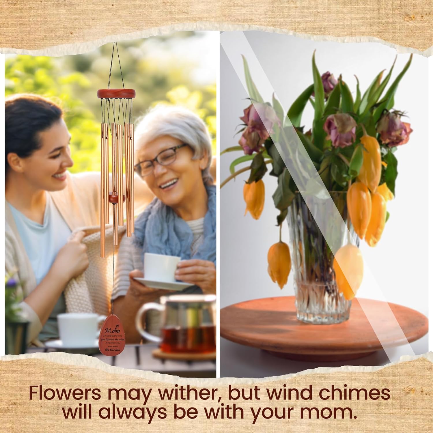 Moms Wind Chimes – Windchimes for Home & Garden, Mother Birthday Gift from Daughter & Son, Valentines Day Gift Ideas for Mothers - Image 5