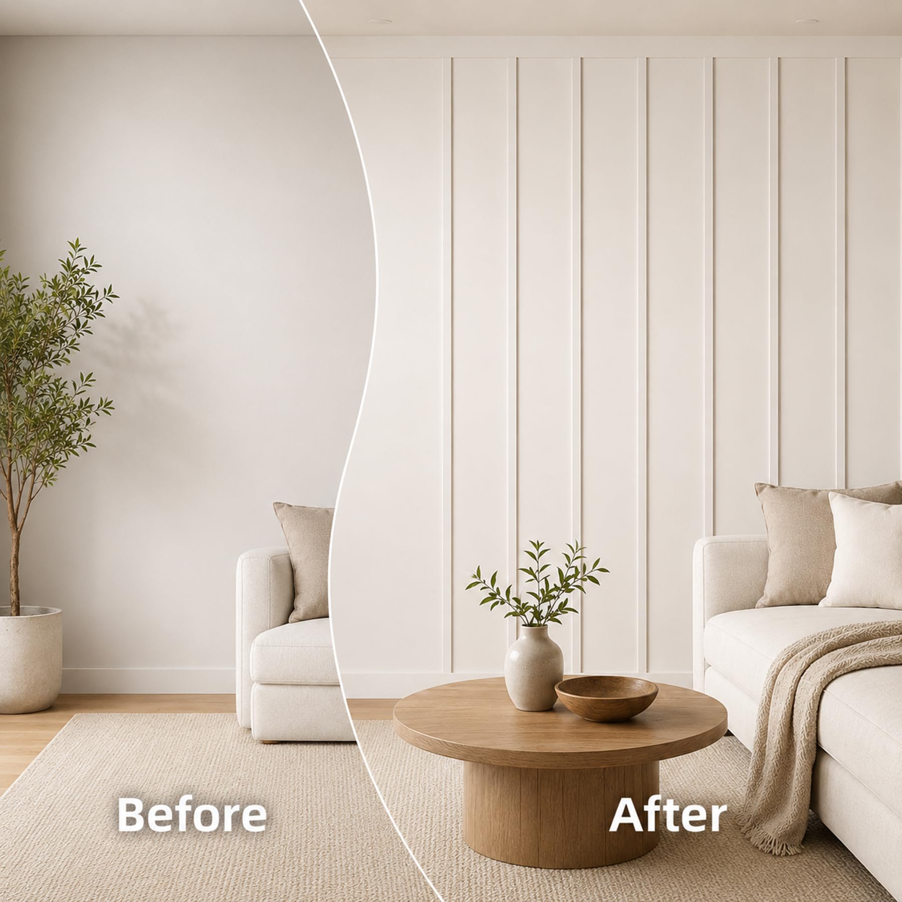 Modanatura Adesiva per Pareti Profilo Piatto Flessibile in PVC Cornice Adesiva per Specchio Porta E Soffitto Nastro Decorativo Autoadesivo Lineare per Interni W 6cm, L 6m