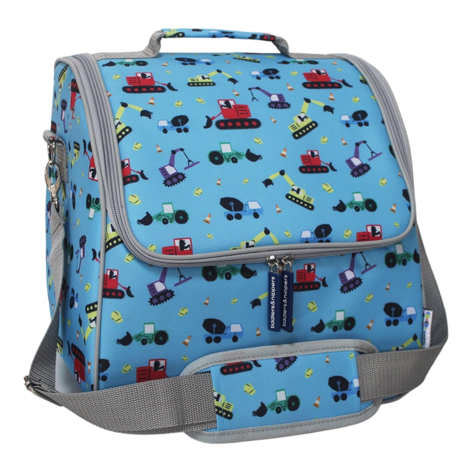 Tiddler Cooler Bag | Extra Large Insulated & Double Zipped | Carry Handle & Padded Shoulder Strap (Diggers & Lorries)