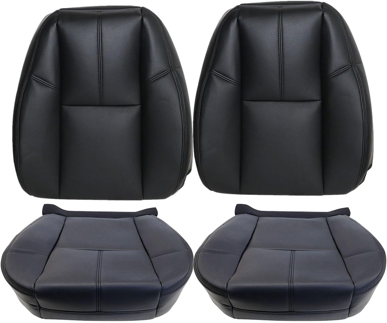 GXARTS Driver and Passenger Side Bottom and Top Lean Back Replacement Leather Seat Cover Black fit for Chevy Avalanche Tahoe Suburban Silverado GMC Sierra Yukon 2007 2008 2009 2010 2012 2013 2014