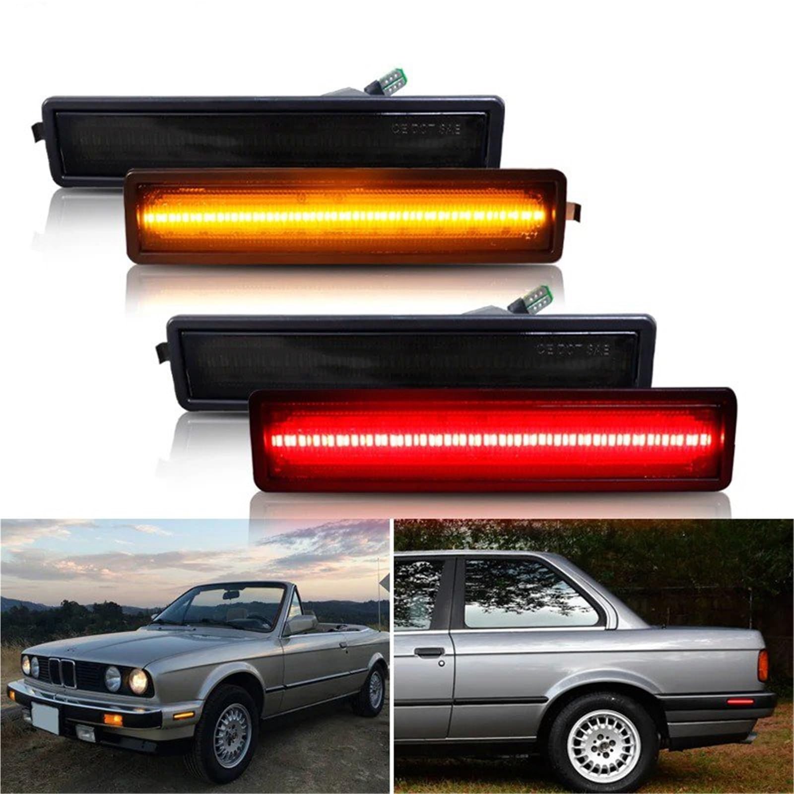 Spia luminosa Lampada Posizione Laterale Per BMW E30 SERIE 3 325i 318i 325e E34 Serie 5 530i 525i 540i E32 Serie 7 Indicatori Direzione T10(4pcs Abmer Red A)