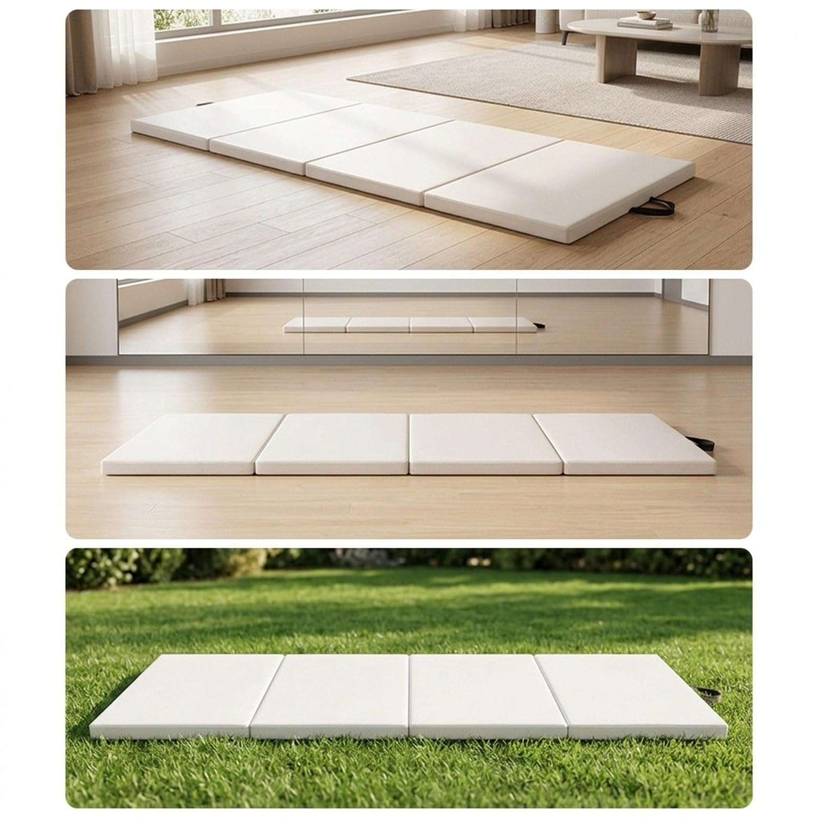 Yogamatte Faltbare Gymnastikmatte Trainingsmatte Fitnessmatte Platzsparend Kompakt Tragbar Komfortabel Anti Rutsch Aus PU für Zuhause Reise