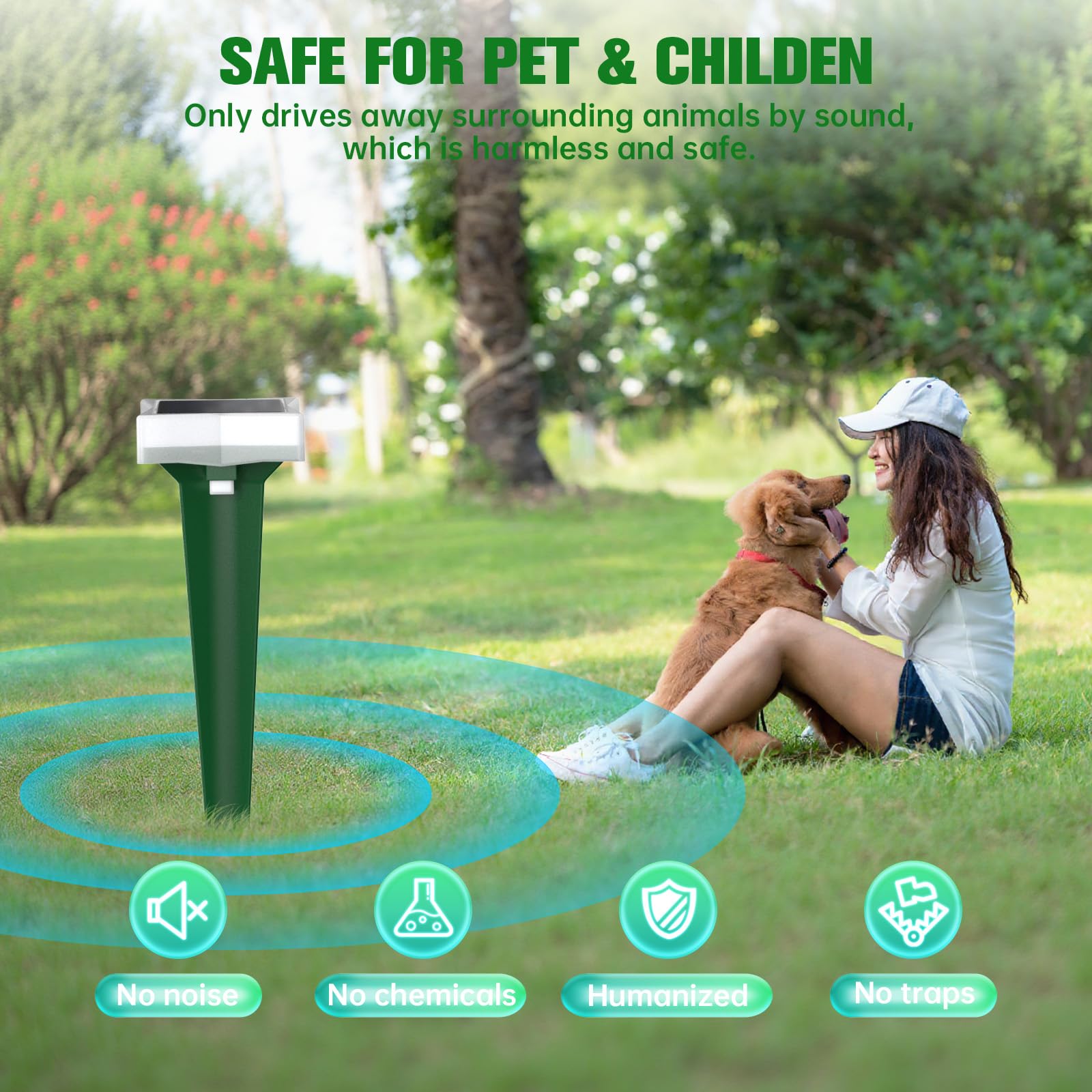 Répulsif pour chat pour jardin, répulsif à ultrasons avec détecteur de mouvement, 3 modes ultrasoniques et flash, répulsif automatique pour animaux, répulsif pour chats, répulsif contre les martres