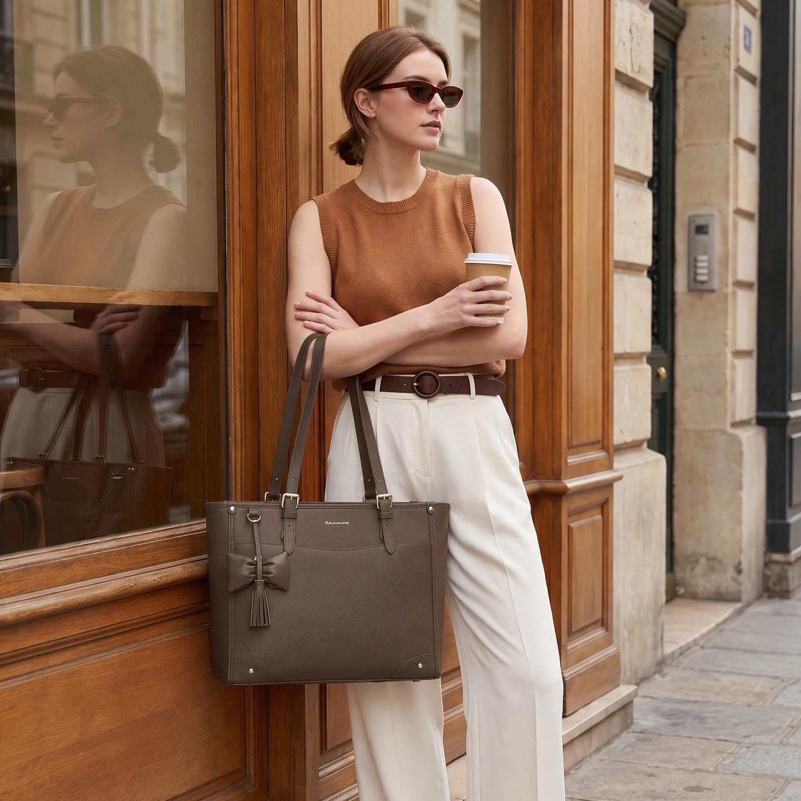 RAINSMORE Bolsas de mano para mujer bolso portátil grande