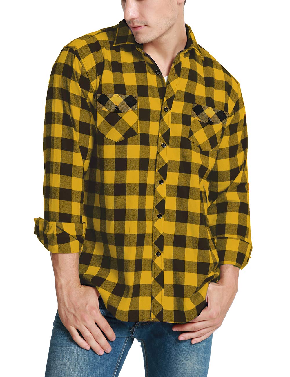 JEETOO Mens Buffalo Plaid Shirts Long Sleeve Flannel Shirt for Men Lumberjack Shirt