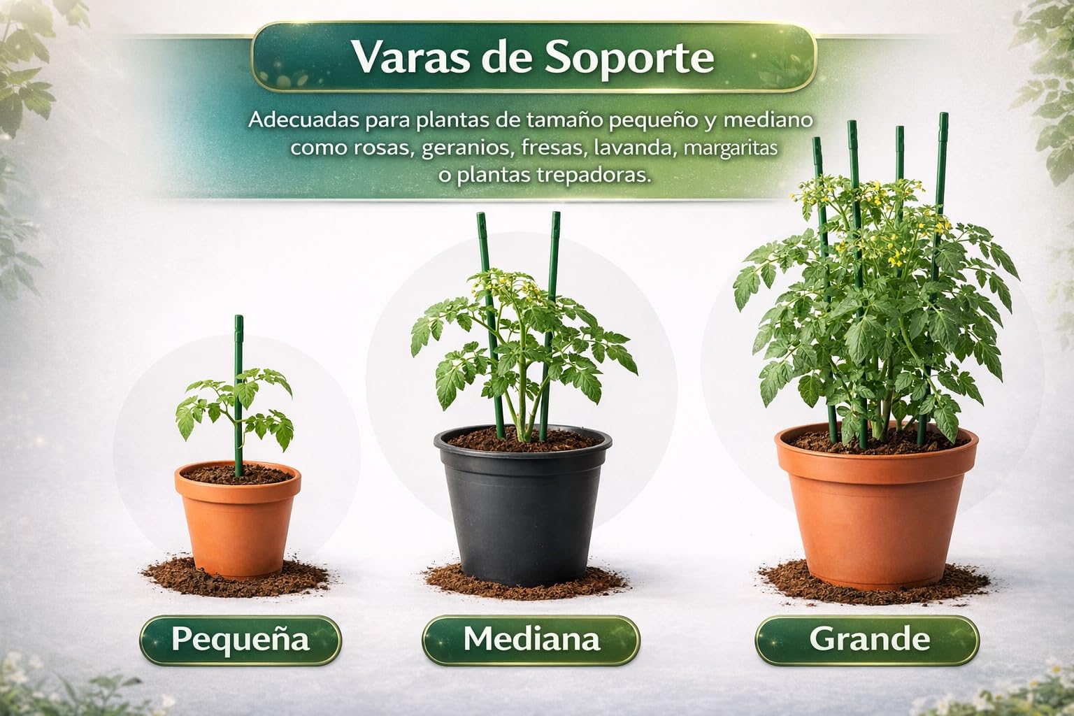 Nordiq - Pack de 30 Tutores para Plantas de 120 cm, Varilla para Huerto de Hierro Plastificado de Ø11 mm, Soporte de Tomateras y Guía de Crecimiento Vertical en Interior y Exterior