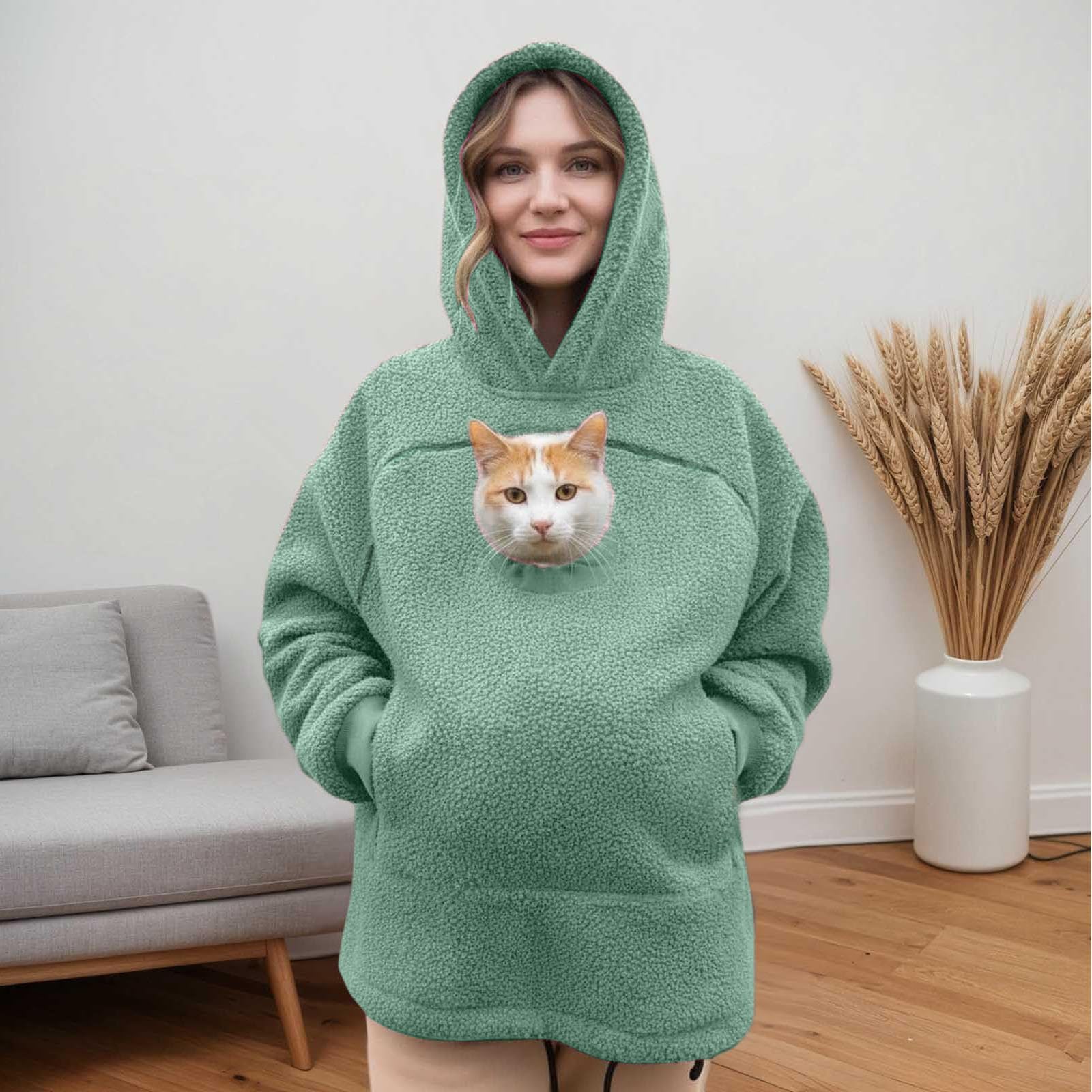 Sudadera con Capucha para Mujer,Bolsillo para Transportar Mascota Pequeñas