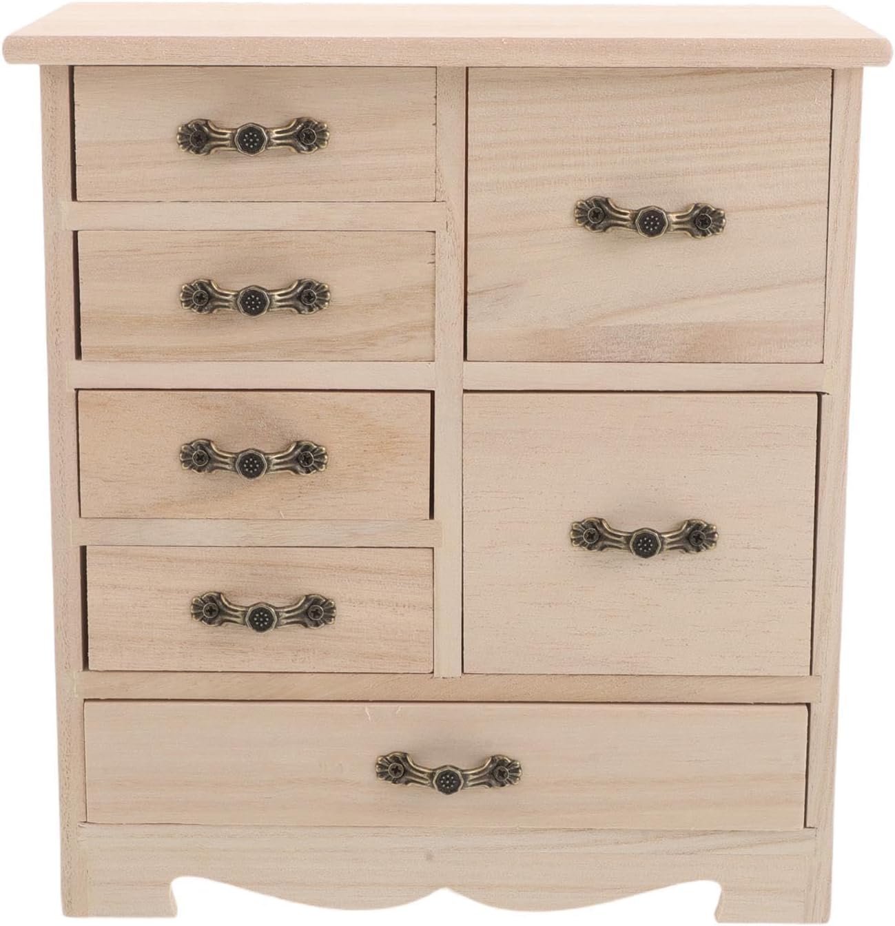 Wooden Jewelry Organizer Box Beige with Multi Drawer Storage