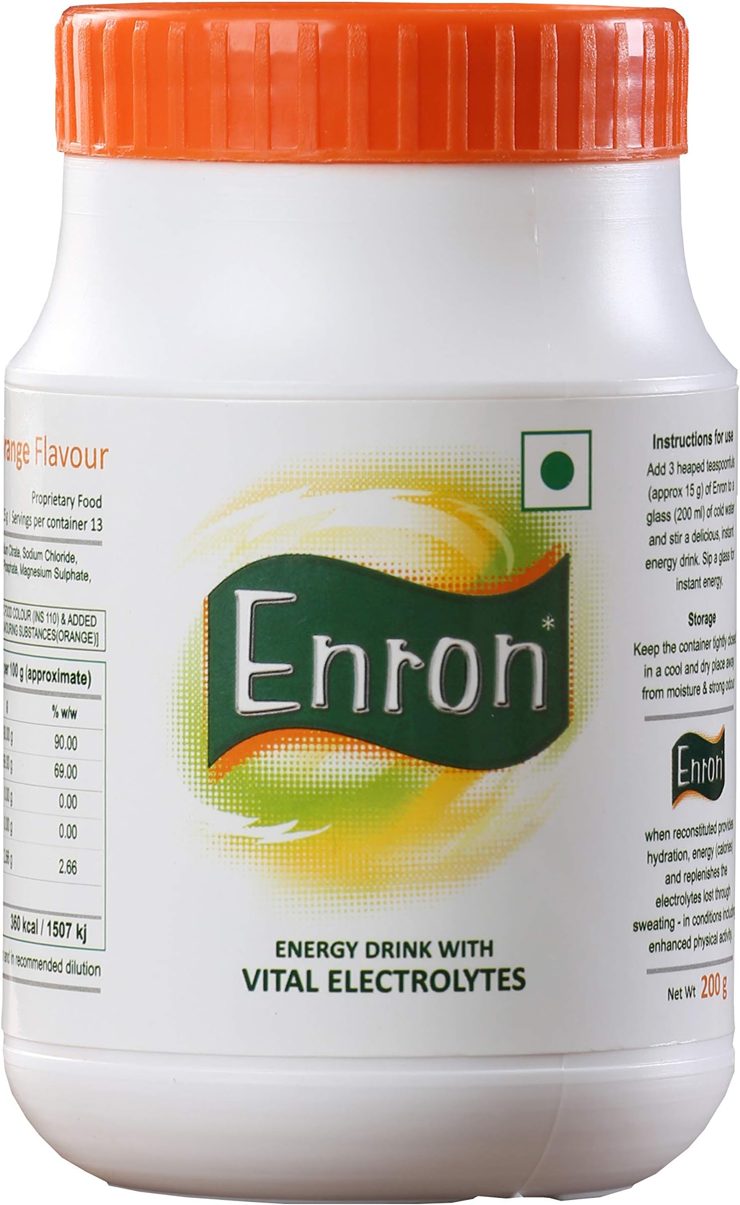 - ENRON powder Energy Drink With Vital Electrolytes, Vegetarian, 250gram