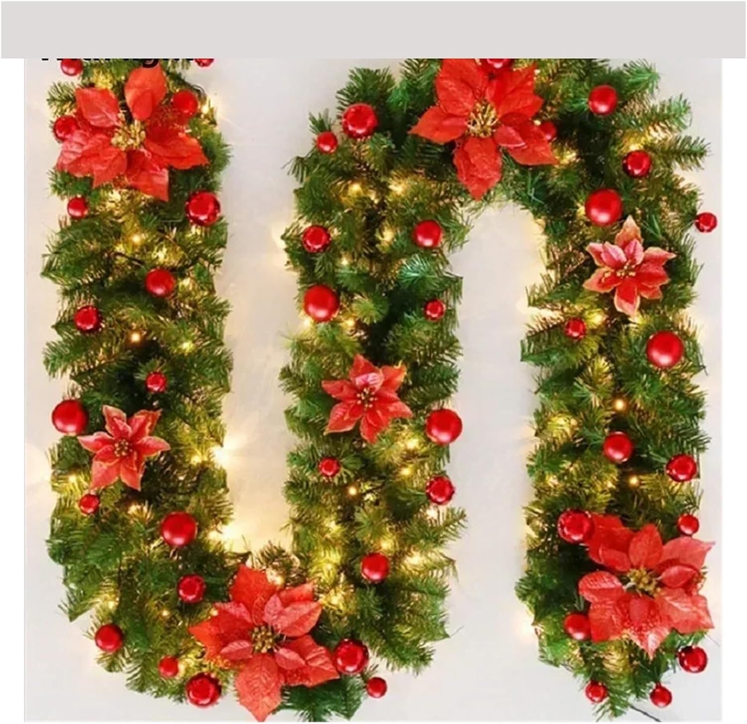 WHZHDMA 2.7m Christmas Garlands with Pinecones Red Berries Artificial Christmas Wreaths for Home Xmas Tree Stairs Door New Year Decoration