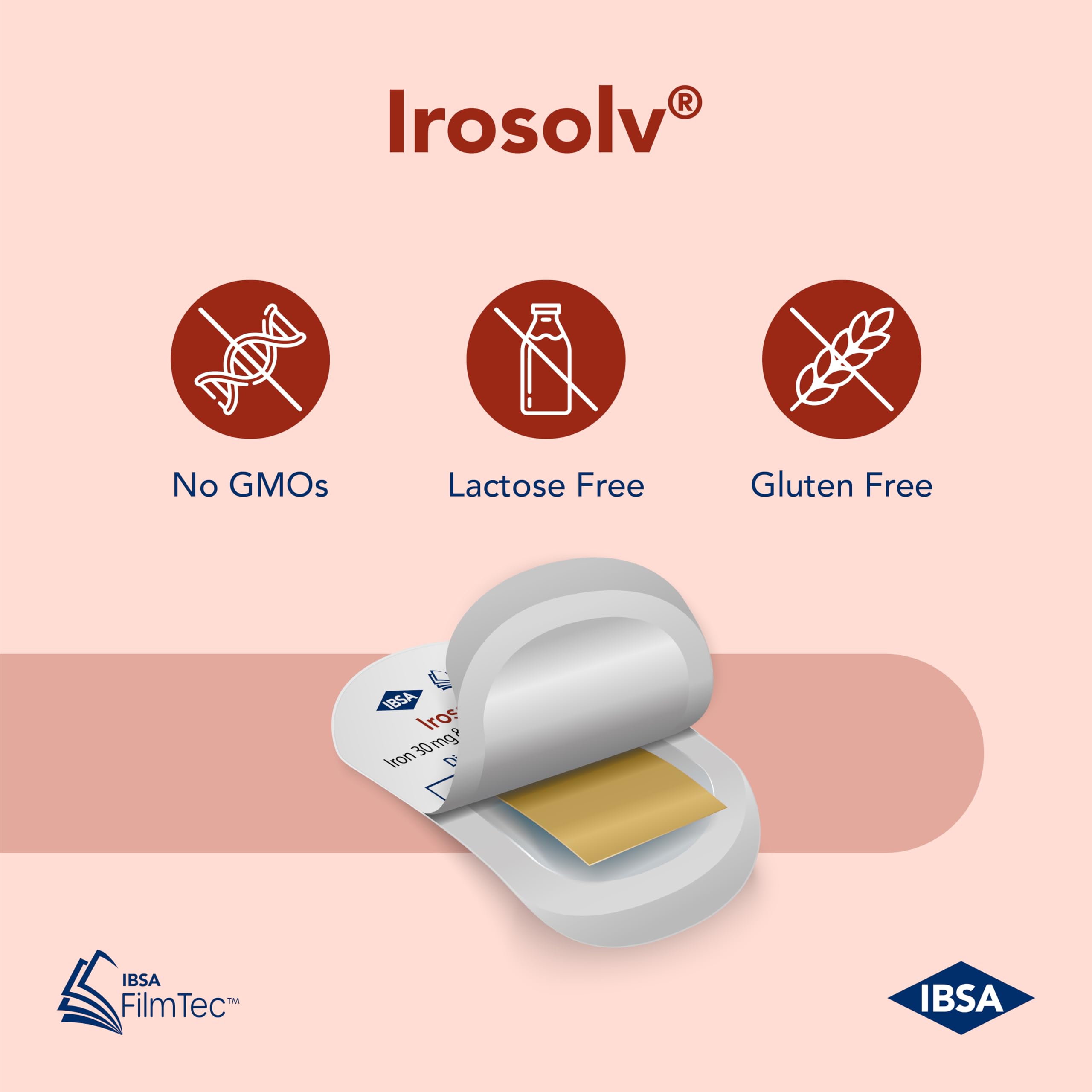 Irosolv | IBSA Iron Supplement | 30mg Iron & 400mcg Folic Acid | 30 Films — Amazon image 3