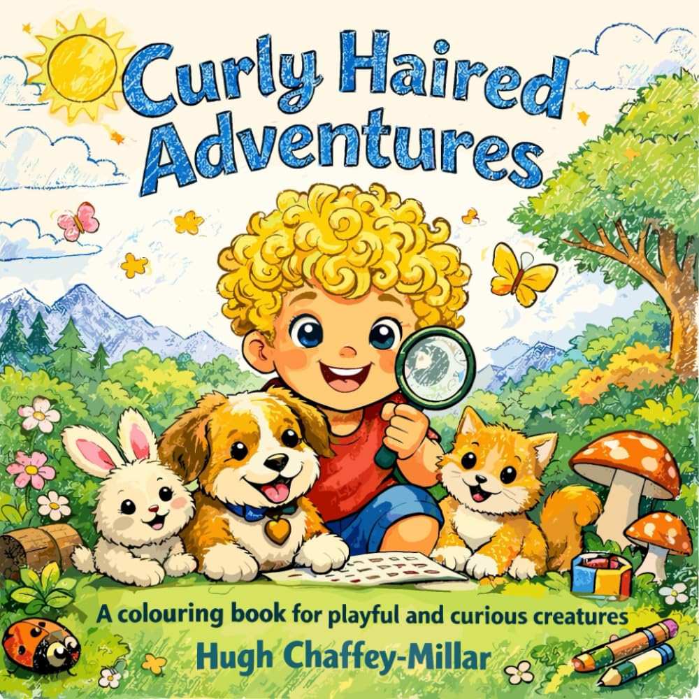 Curly-Haired Adventures: A colouring book for curious and playful creatures