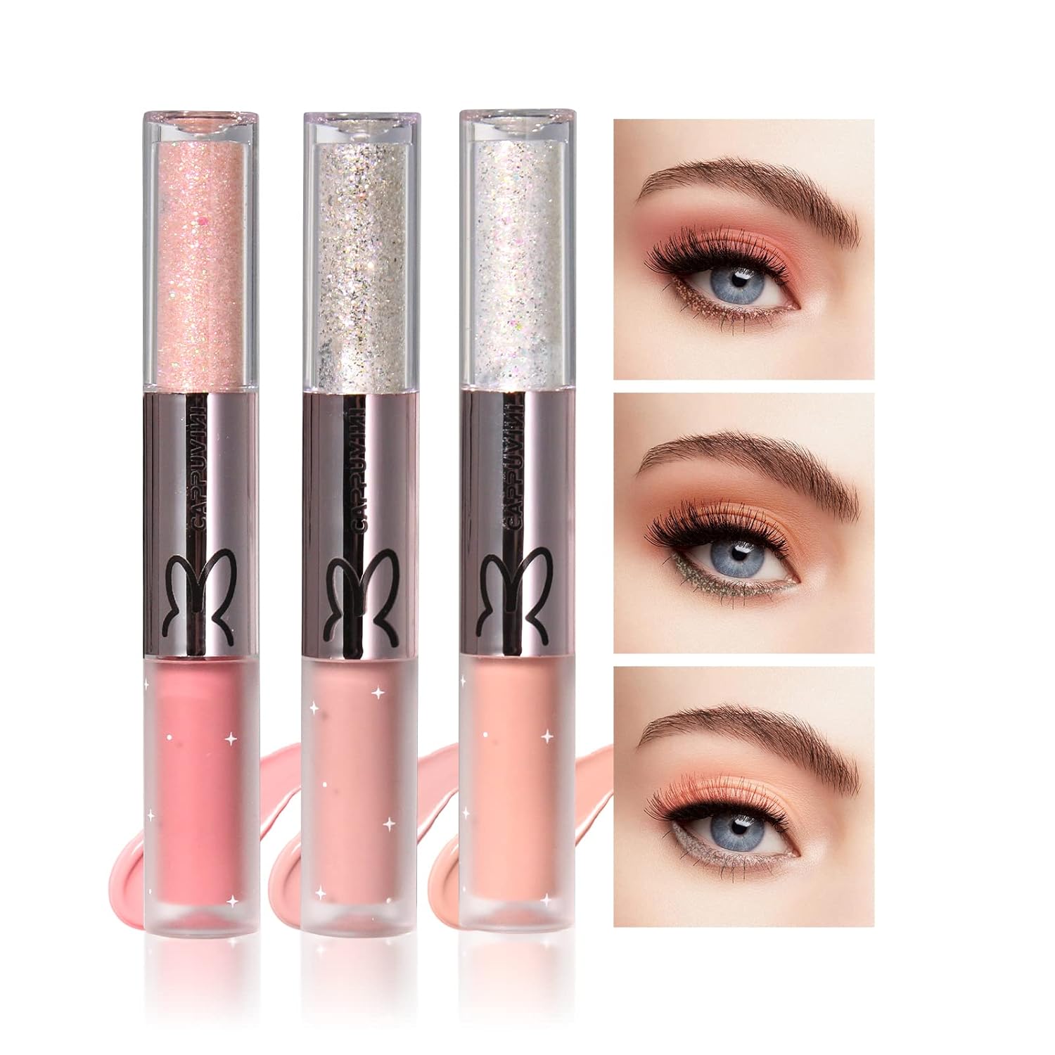 DAGEDA 3Pcs Liquid Glitter Matte Eyeshadow Set, Shiny