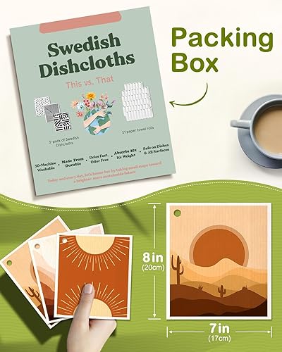 Miniatura 2 de Paños de cocina suecos reutilizables para lavar platos, absorbentes, de secado rápido, sin olor, esponja sueca, decorar, paquete de 6 toallas suecas