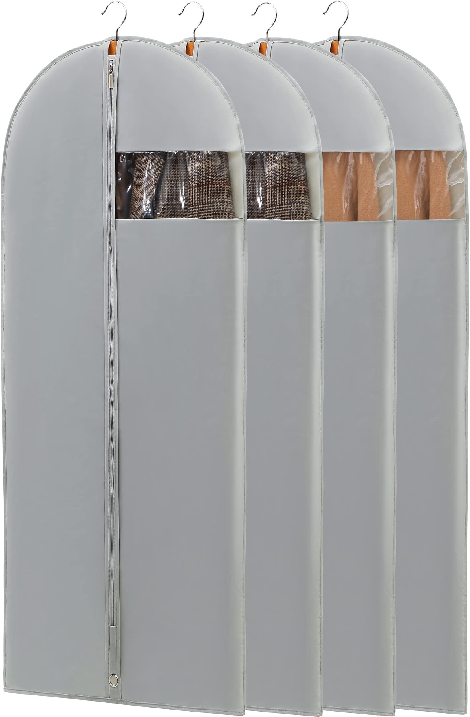 Clear Garment Bags for Hanging Clothes W/ 4" Gussetes, 4 PCs Garment Storage Bags, Garment Bags for Storage, Hanging Clothes Storage, Suit Bags for Closet Storage and Travel