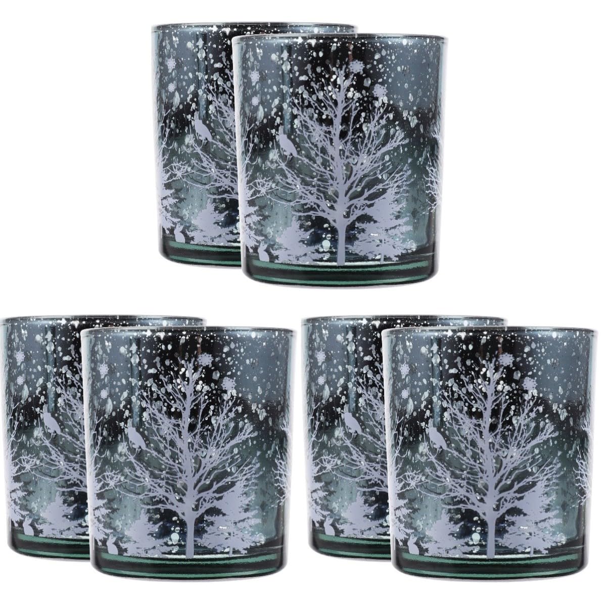 Toyvian 6 Piezas Portavelas de Navidad de Cristal Diseño de Árbol, Adorno
