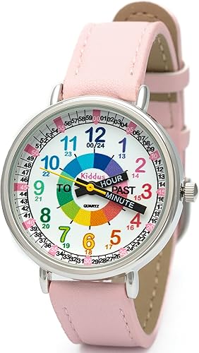 Kiddus Educational Kids Watch for Children Boy and Girl. Analogue Time Teacher Wristwatch with Exercises. Japanese Quartz Movement. Easy to Read and
