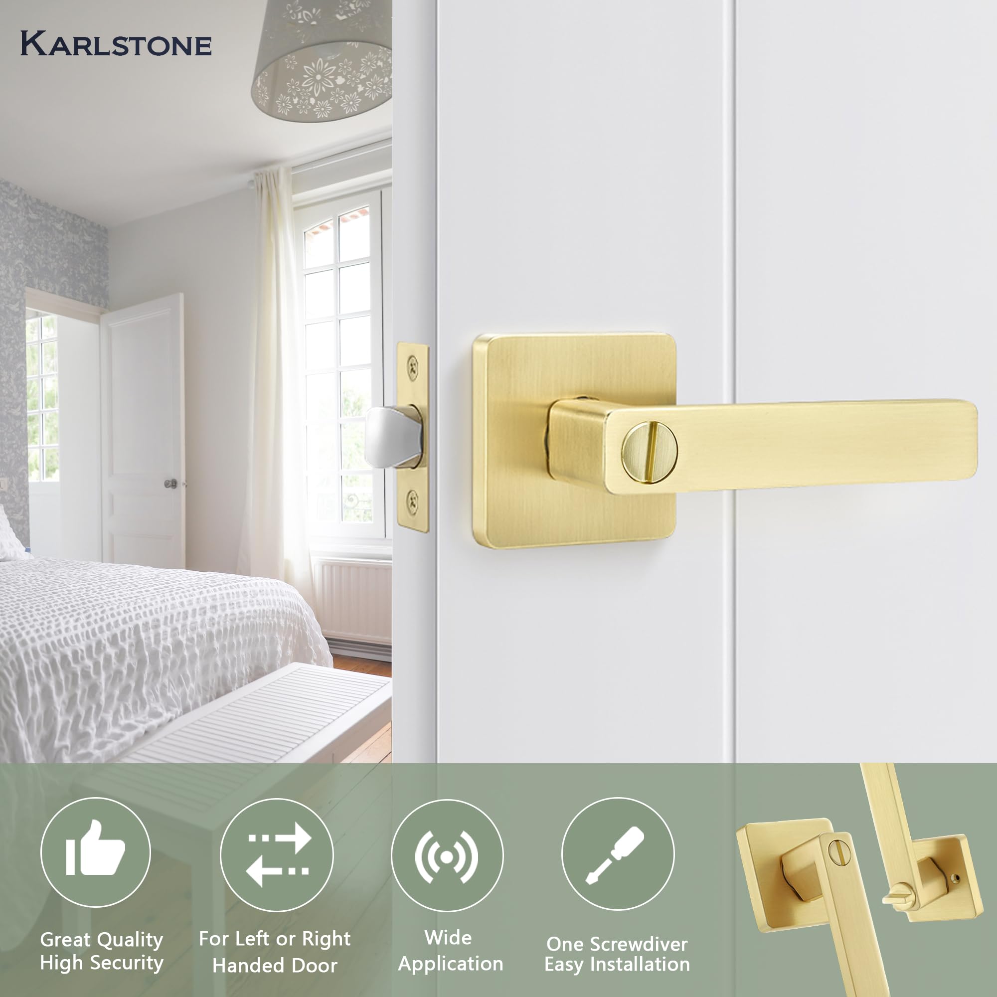 Knobelite Lot De 2 Poignées De Porte Intérieure Sans Clé