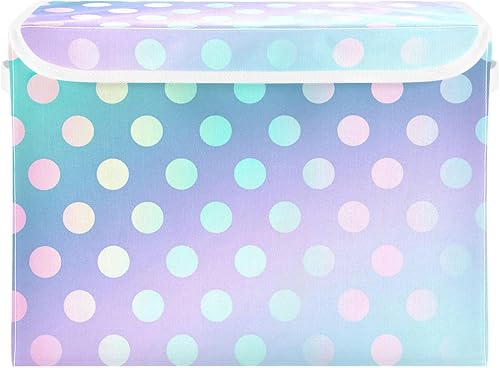 Papeleras de almacenamiento de tela de lunares degradados verdes y rosados, contenedores apilables del armario, organizador del armario de la oficina