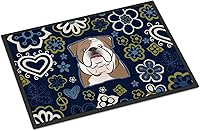 Vista 162 de Caroline's Treasures BB1449JMAT - Tapete de bienvenida de carlino negro, 24 x 36 pulgadas, tapete azul para puerta delantera, para interiores