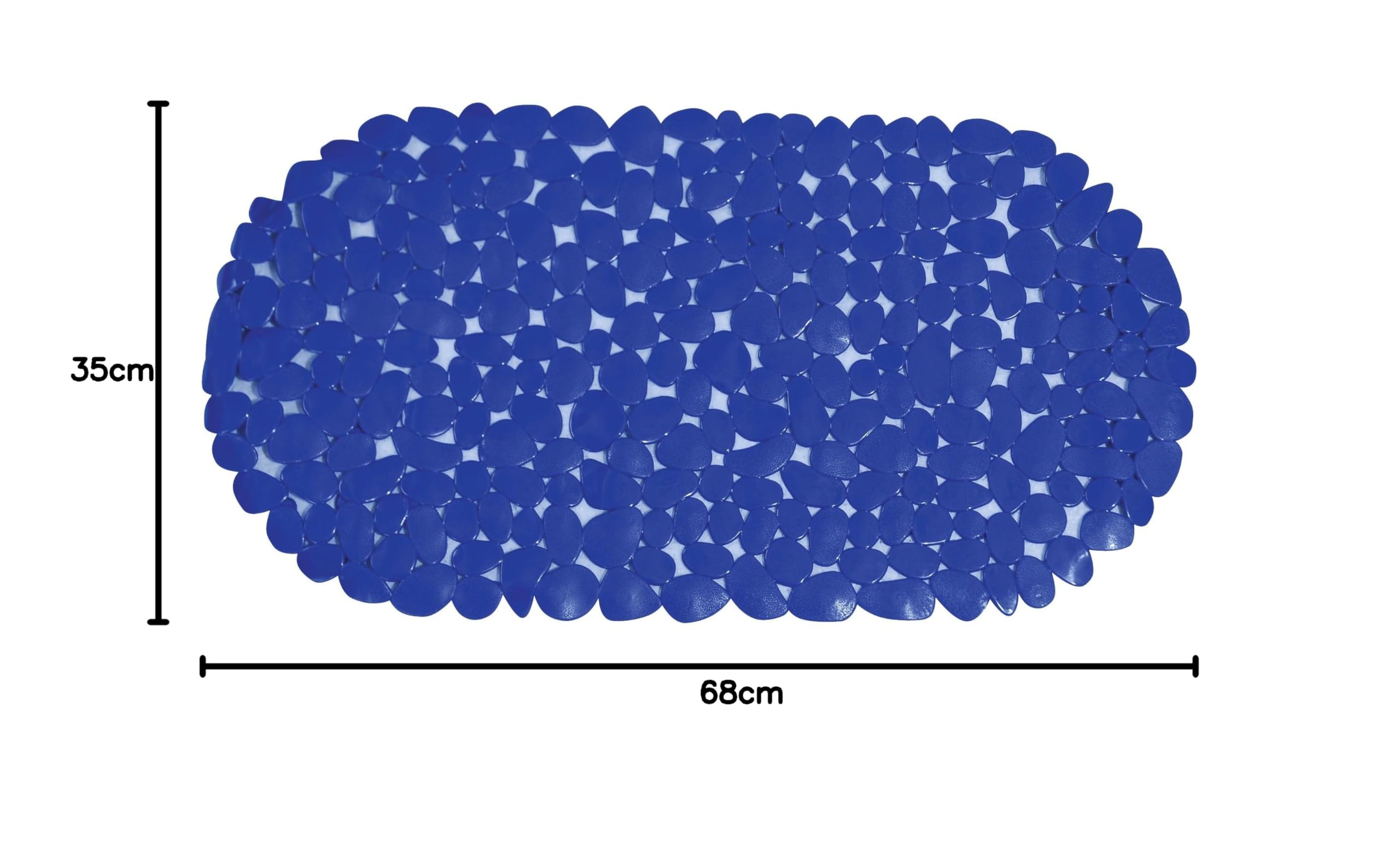 Tapis Fond de Baignoire PVC Galets 68 x 35 cm Bleu Foncé Antidérapant
