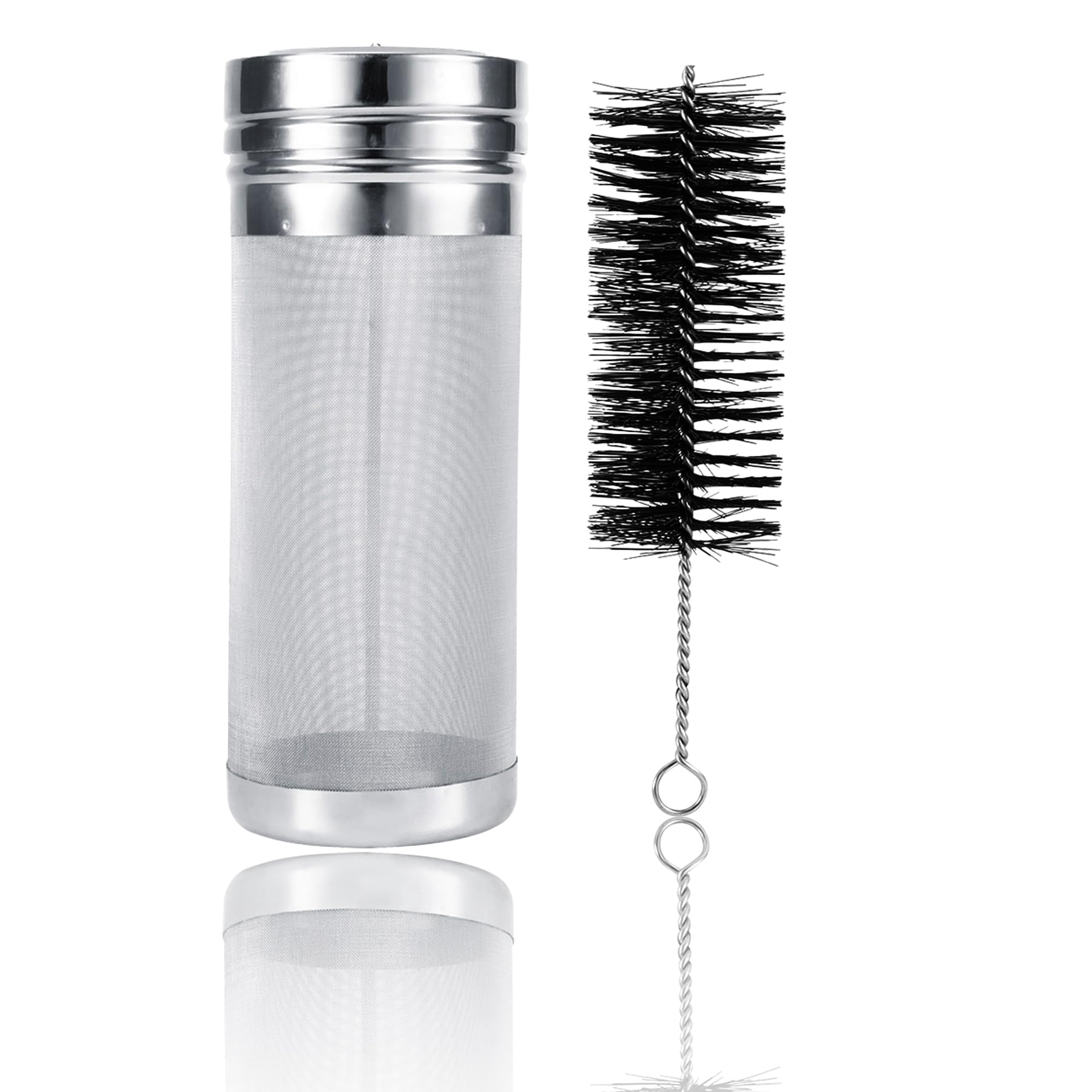 flexman Beer Dry Hopper Filter, Beer Brewing Dry Hop Filter, 300 Micro Mesh Stainless Steel Beer Hop Strainer with Cleaning Brush for Filtering Homebrew, Beer, Wine, Homemade Coffee (7 X 18cm)