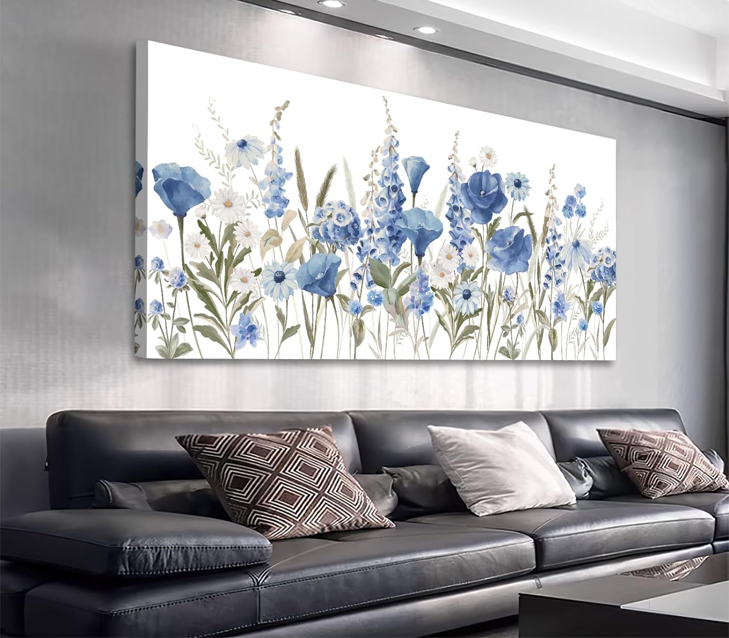 arteWOODS Elegant Flowers Wall Art - Blue White Botanical Pictures for Wall Decor Floral Blossom Canvas Painting Print Artwork for Living Room Bedroom Home Office Wall Decoration 20" x 40" 20" x 40" ( Gallery Wrapped )