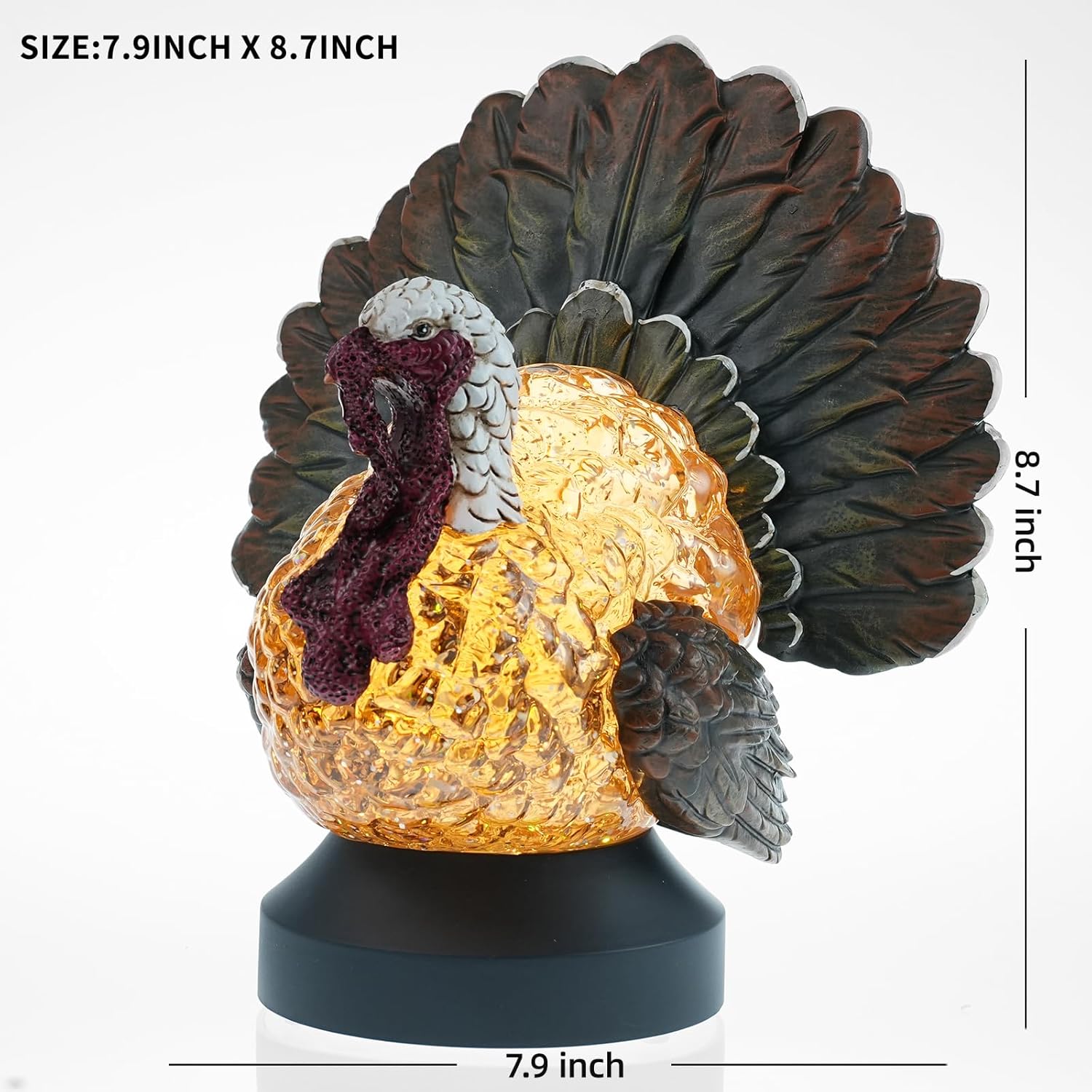 Thanksgiving Snow Globe, Battery & USB Operated Thanksgiving Decorations for Home, LED Lighted Turkey Shape Snow Globe Lantern for Thanksgiving Fall Autumn Harvest Tabletop Decorations