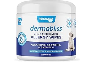Vetnique Dermabliss 3-in-1 Medicated Wipes for Dogs: Gentle Relief for Itchy Skin, Allergies, and Odor
