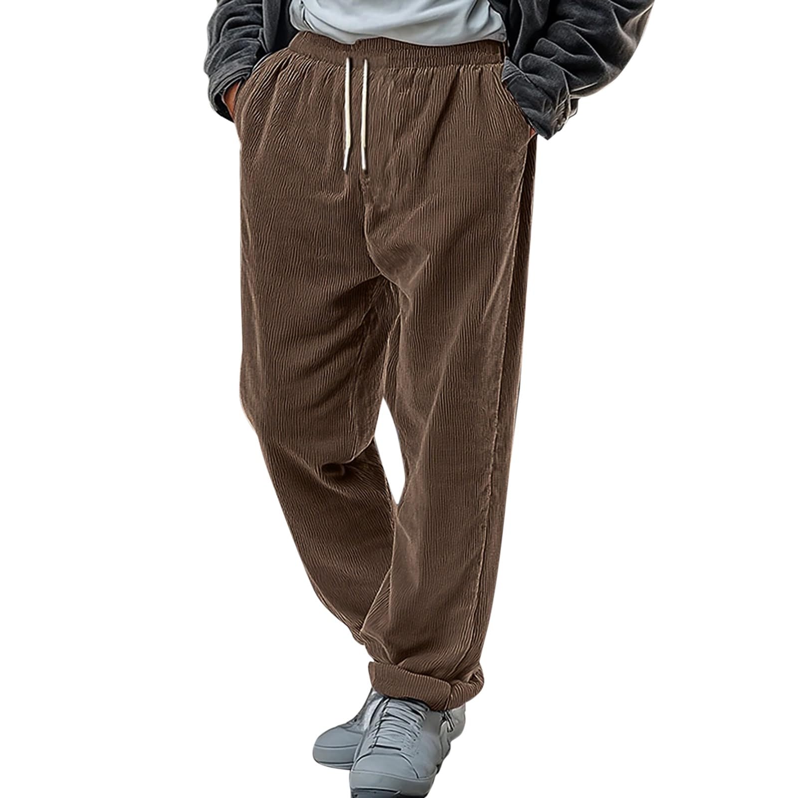 Pantaloni da jogging da uomo, con pile baggy, per il tempo libero, comodi, invernali, eleganti, caldi, da allenamento, per attività all'aperto, in tinta unita, per tutti i giorni