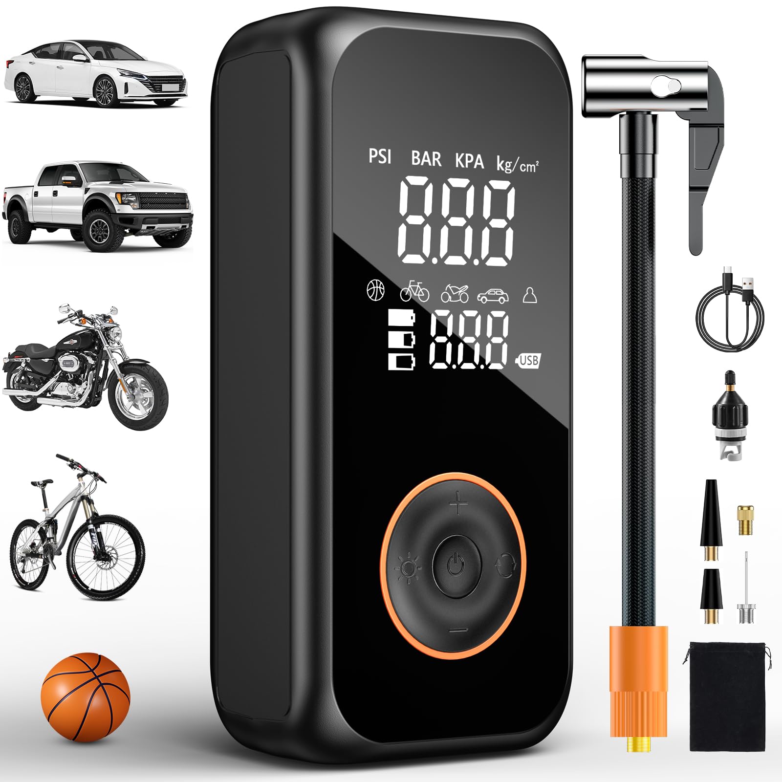 Compressore Aria Portatile 150PSI - Gonfia Bici, Auto E Palloni In 1 Minuto