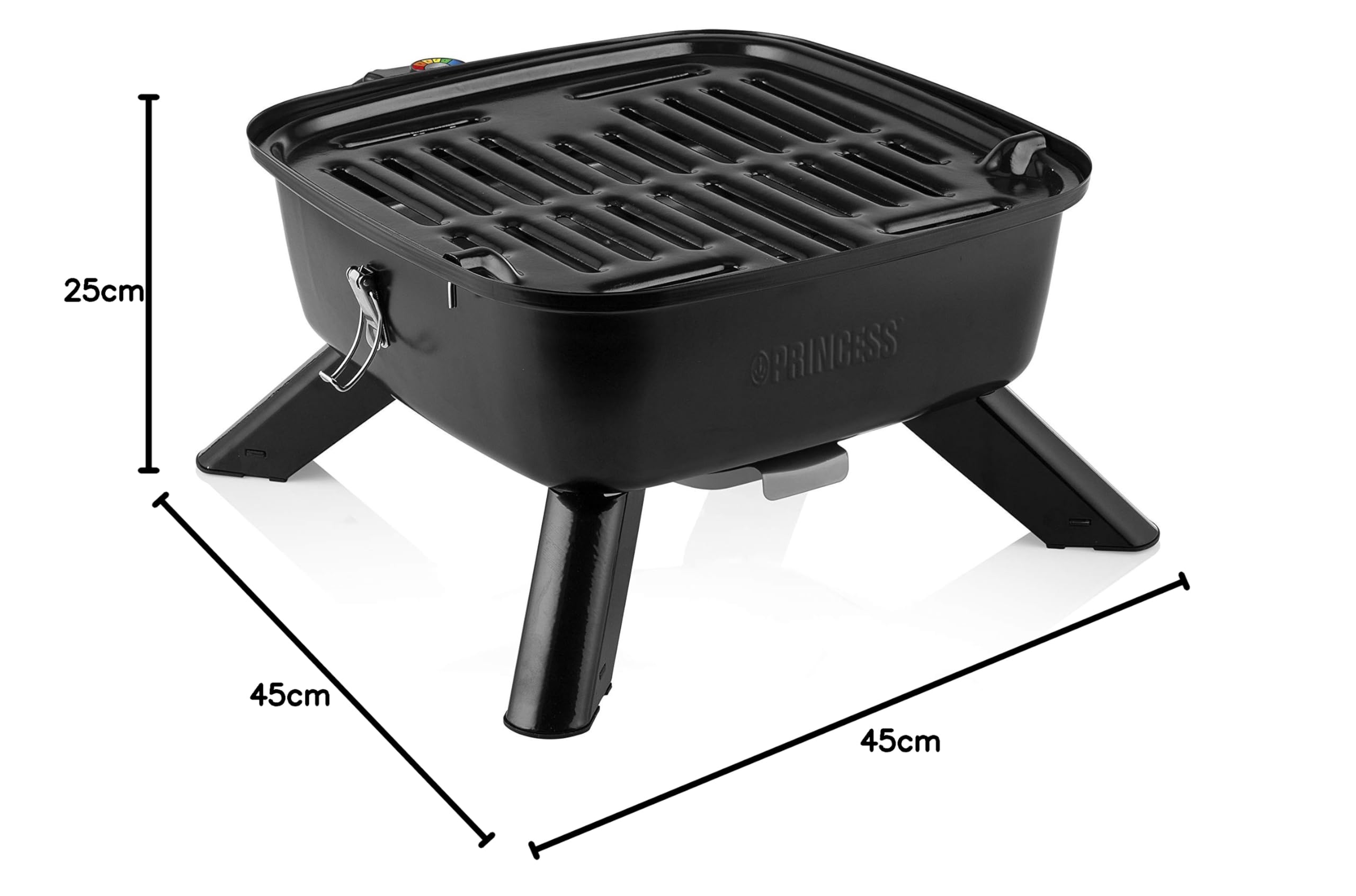 Princess 112256 Barbecue Ibrido Portatile, Elettrico e a carbonella, Metallo, Nero