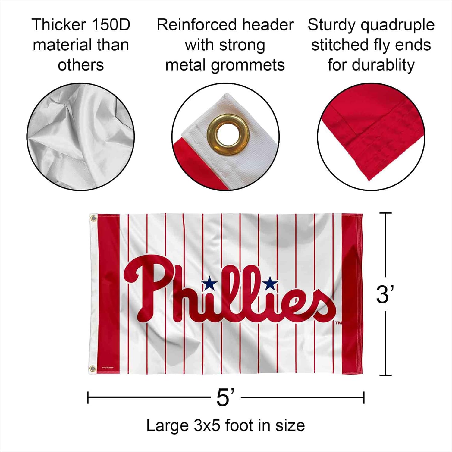 Philadelphia Baseball 3x5 Foot Banner Flag - Image 2