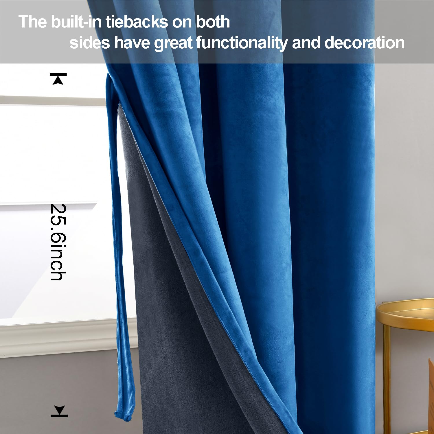 JIUZHEN Velvet Blackout Curtains, Set of 2, Soft Opaque Curtains with Eyelets for Bedroom 140 x 145 cm (Width x Height), Navy Blue - Image 4