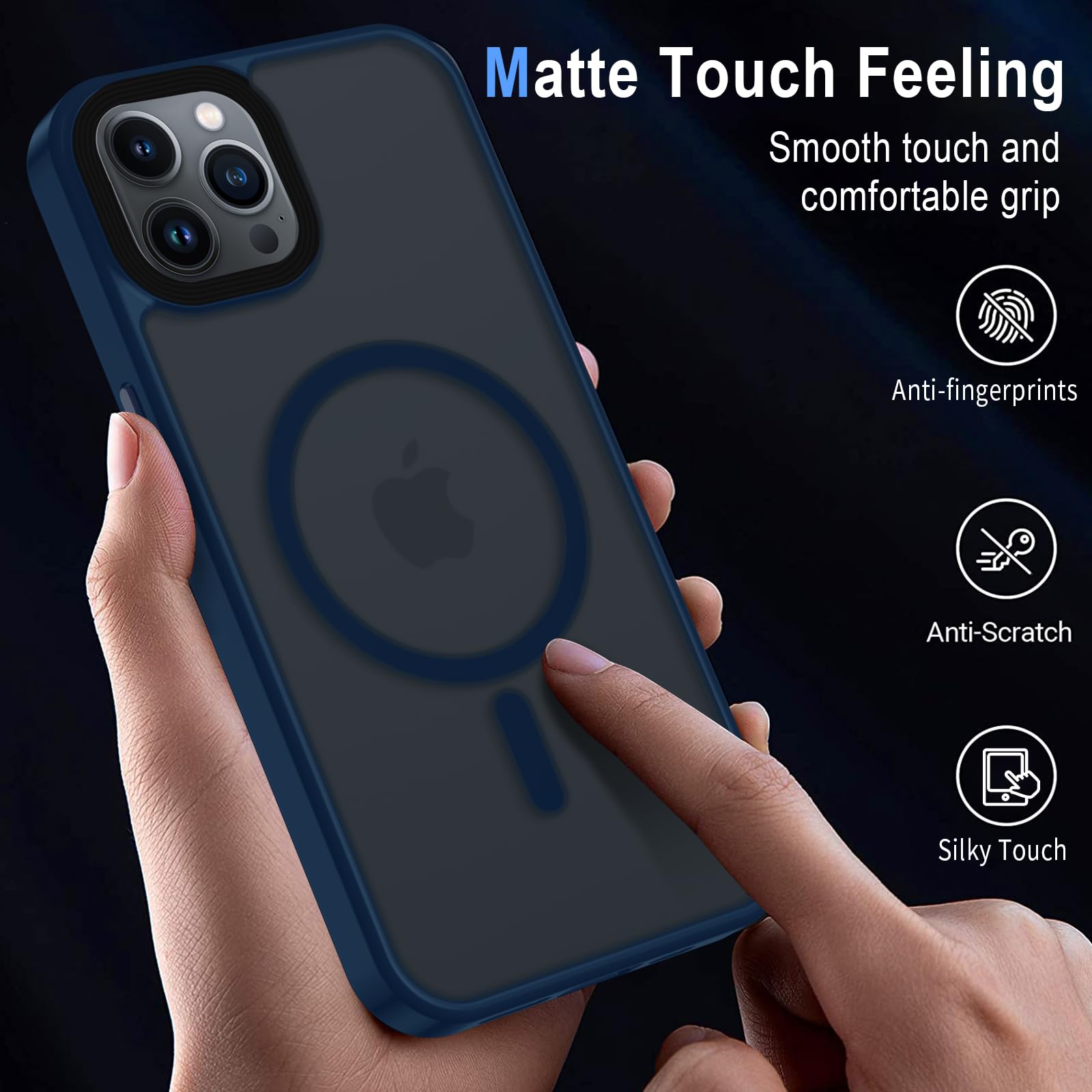 CANSHN Cover Magnetica per iPhone 17 Pro Max(6,9 Pollici), Compatibile con MagSafe, [Protezione Completa Della Fotocamera], Custodia Traslucida Opaca Protettiva Sottile Antiurto,Blu Profondo