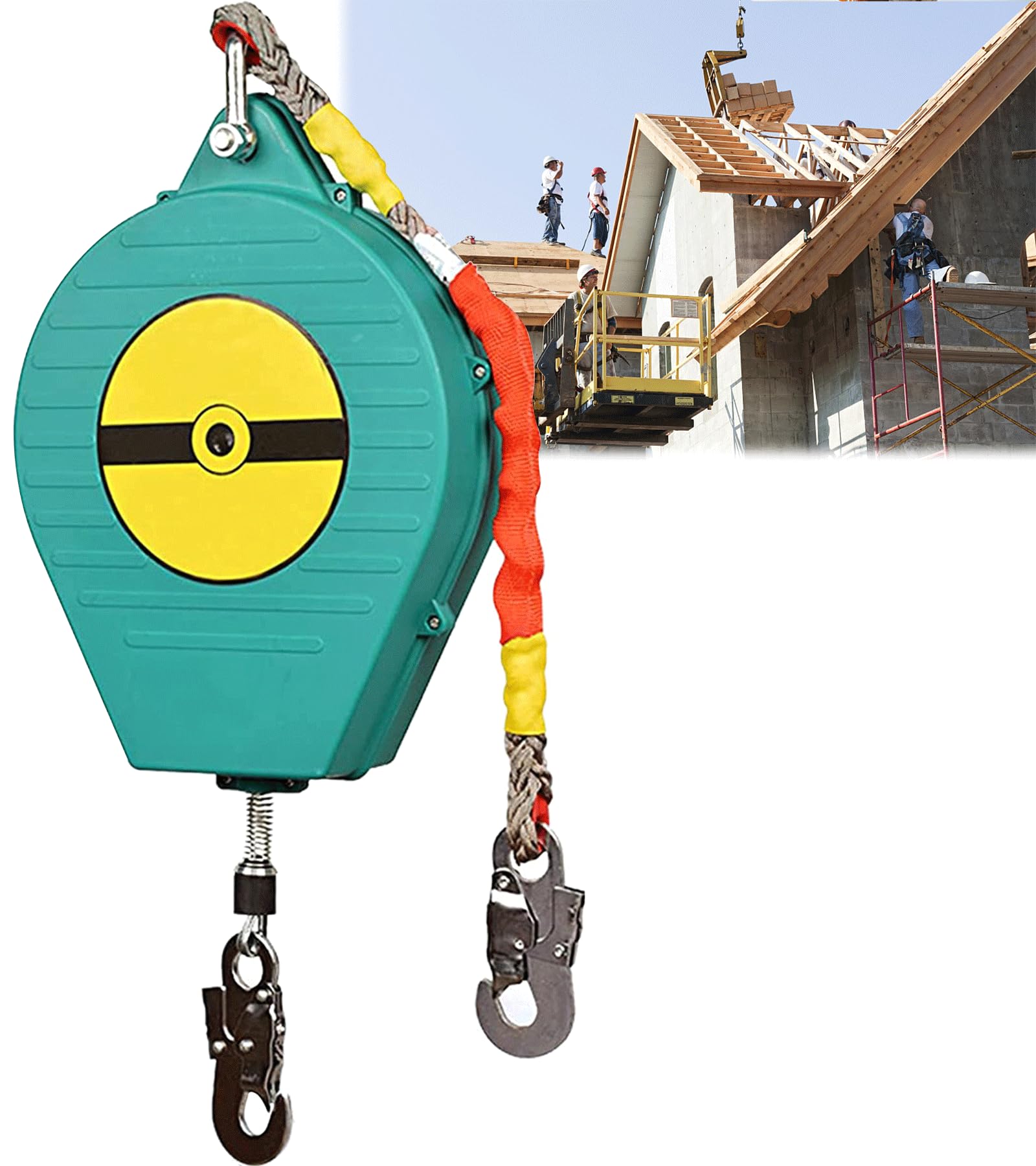 3-20m Antichute a Rappel Automatique, Harnais Securite Anti-Chute Rétractable avec Crochet Autobloquant pour Travaux en Hauteur et Toiture, Équipement de Protection Individuelle(Size:3m)