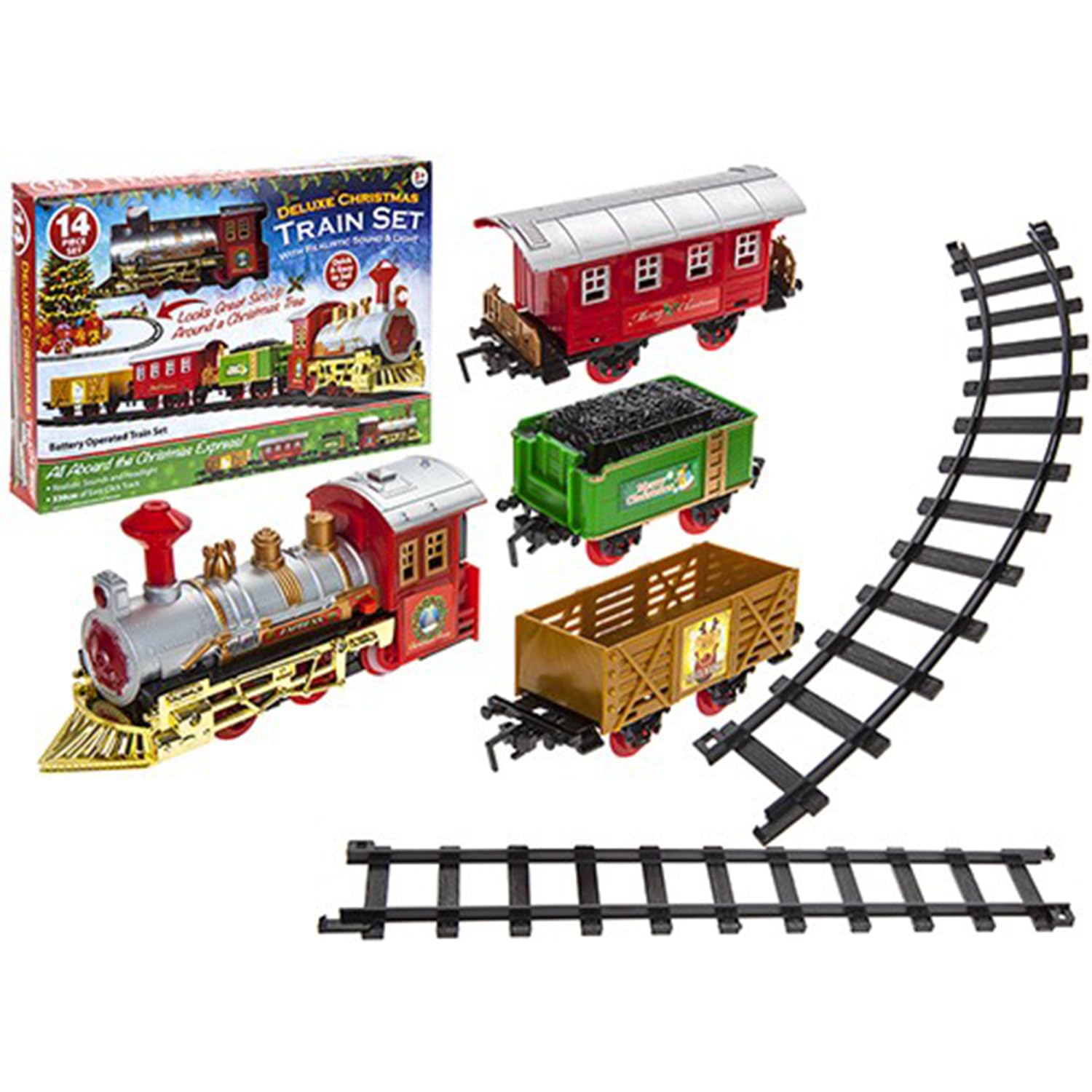 Multicolor Christmas Train Set with Sound & Light Action - 1 Set - Perfect Holiday Decoration & Gift Experience